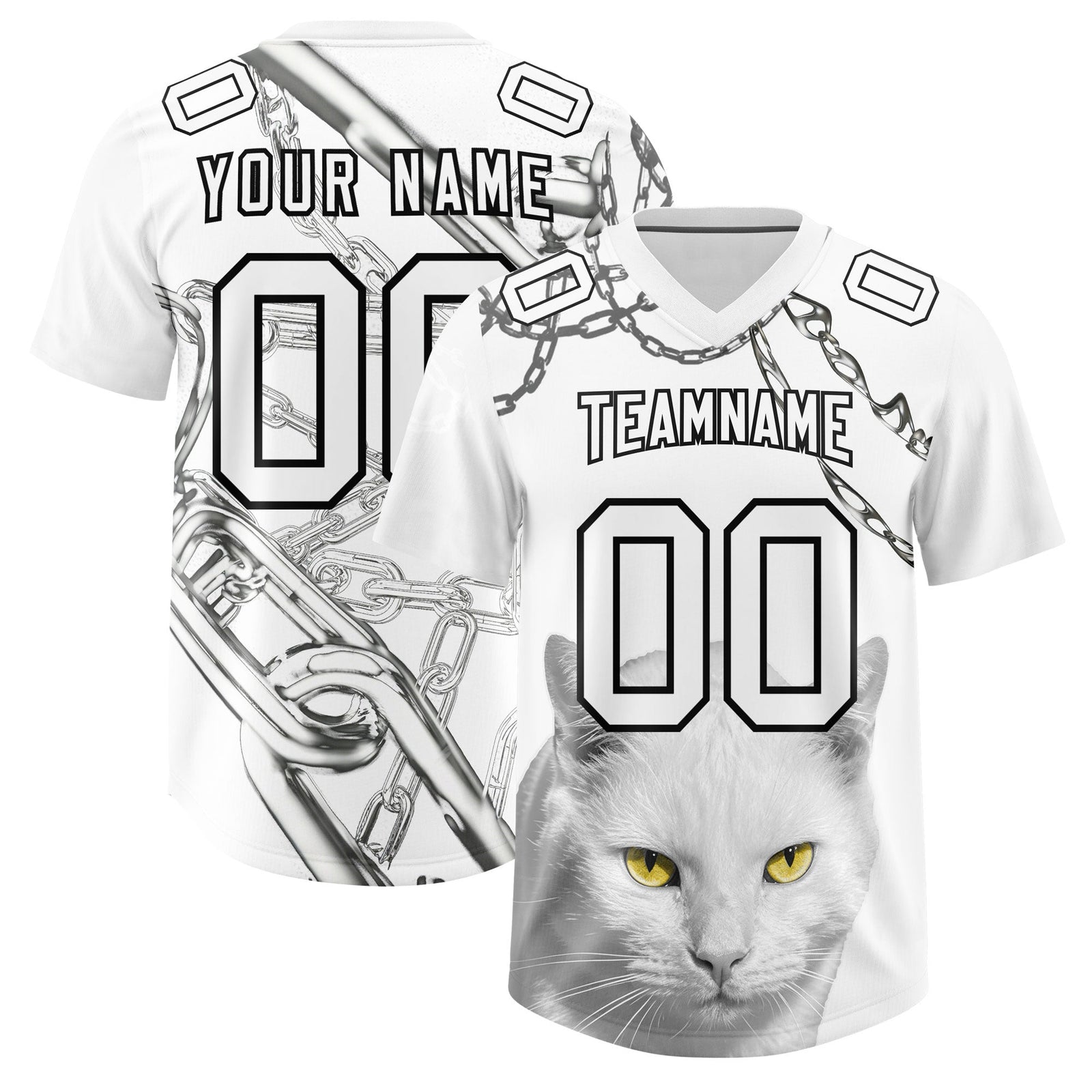 Custom White Graffiti Pattern Chains Football Jersey| KXKSHOP
