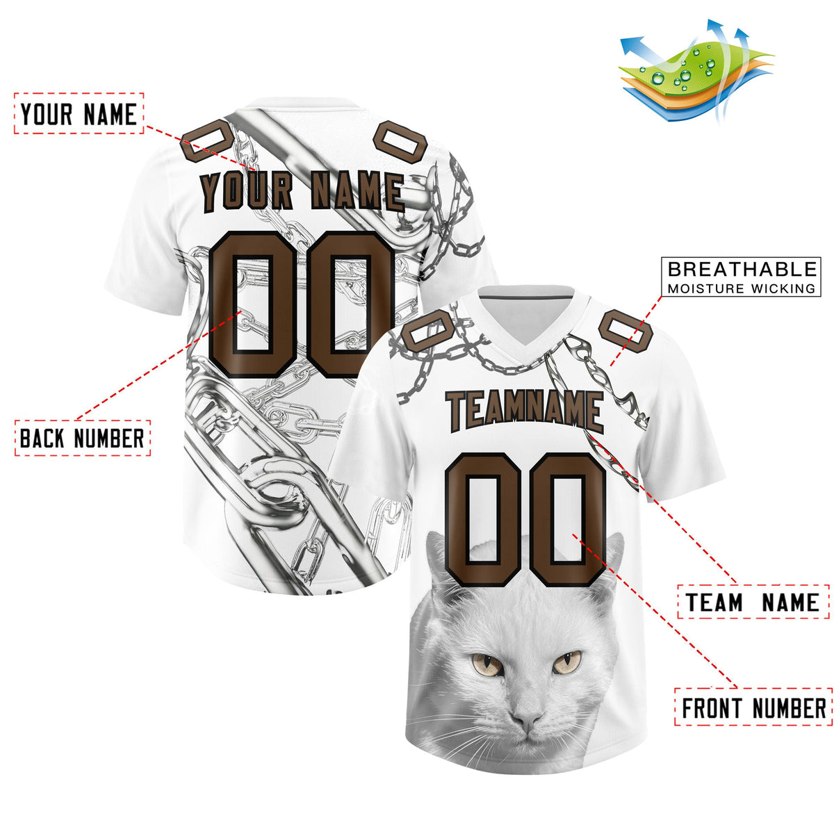 Custom White Graffiti Pattern Chains Football Jersey| KXKSHOP