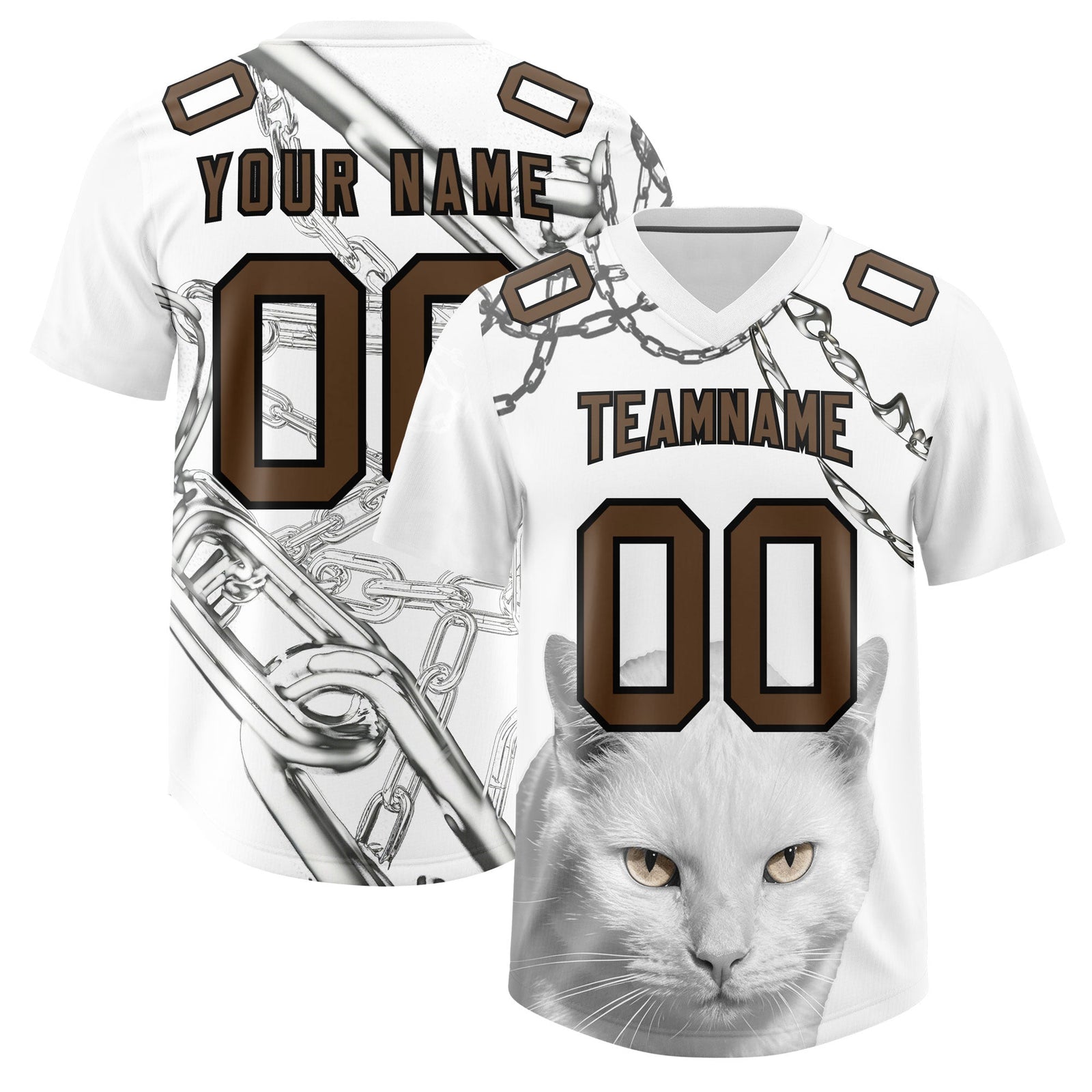 Custom White Graffiti Pattern Chains Football Jersey| KXKSHOP