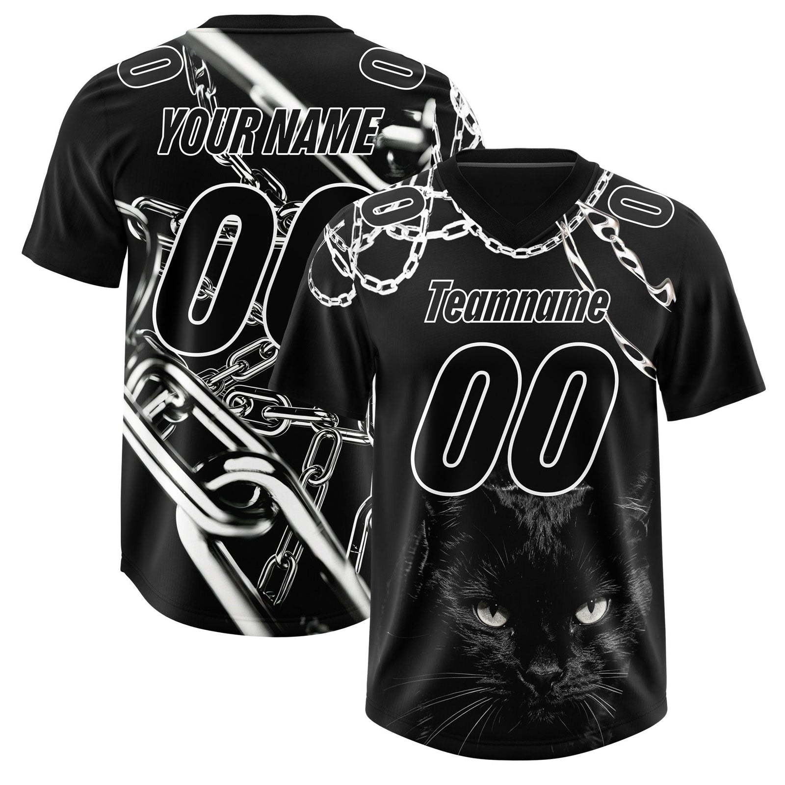Custom Black White Graffiti Pattern Chains Football Jersey| KXKSHOP