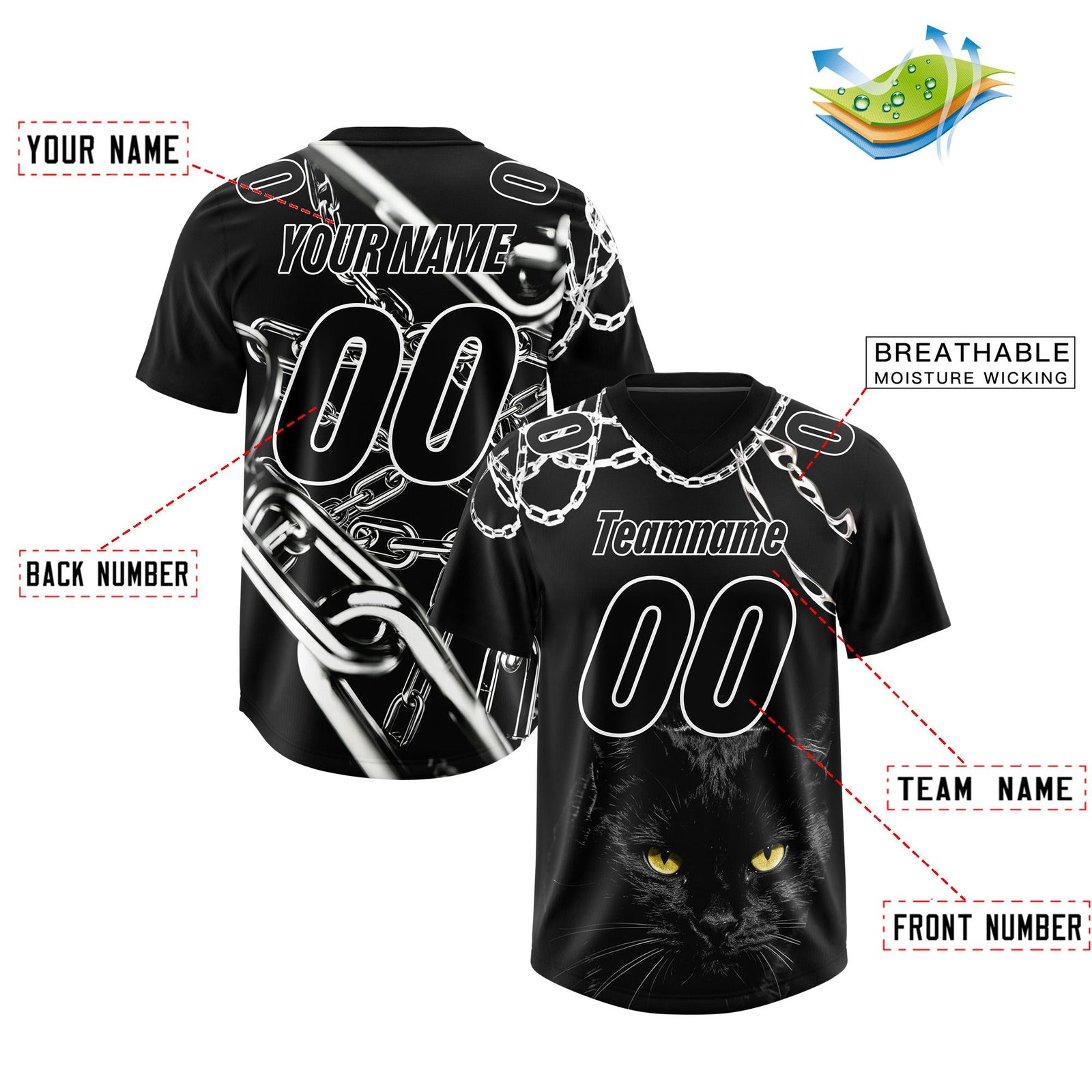 Custom Black White Graffiti Pattern Chains Football Jersey| KXKSHOP