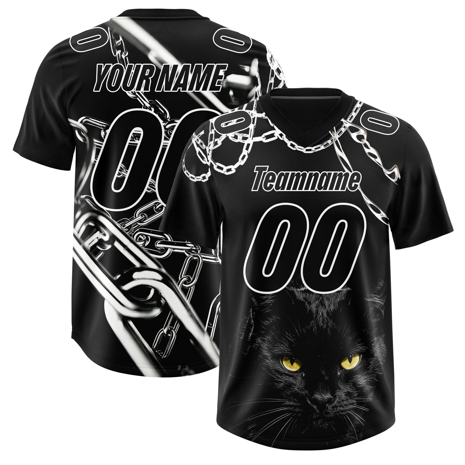 Custom Black White Graffiti Pattern Chains Football Jersey| KXKSHOP
