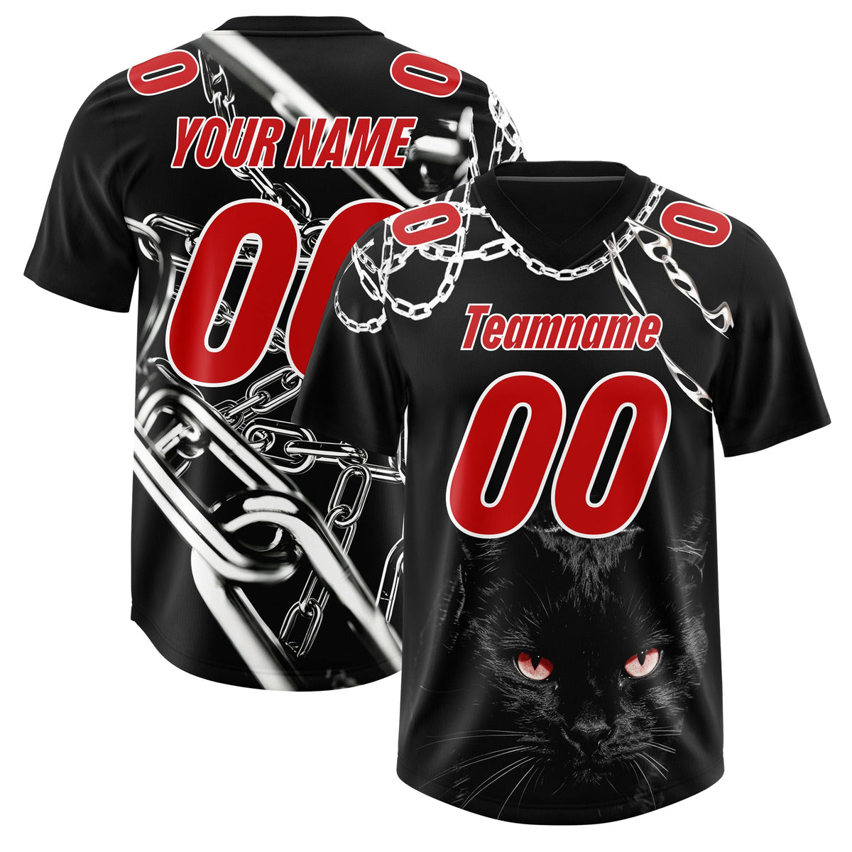 Custom Black Red Graffiti Pattern Chains Football Jersey| KXKSHOP