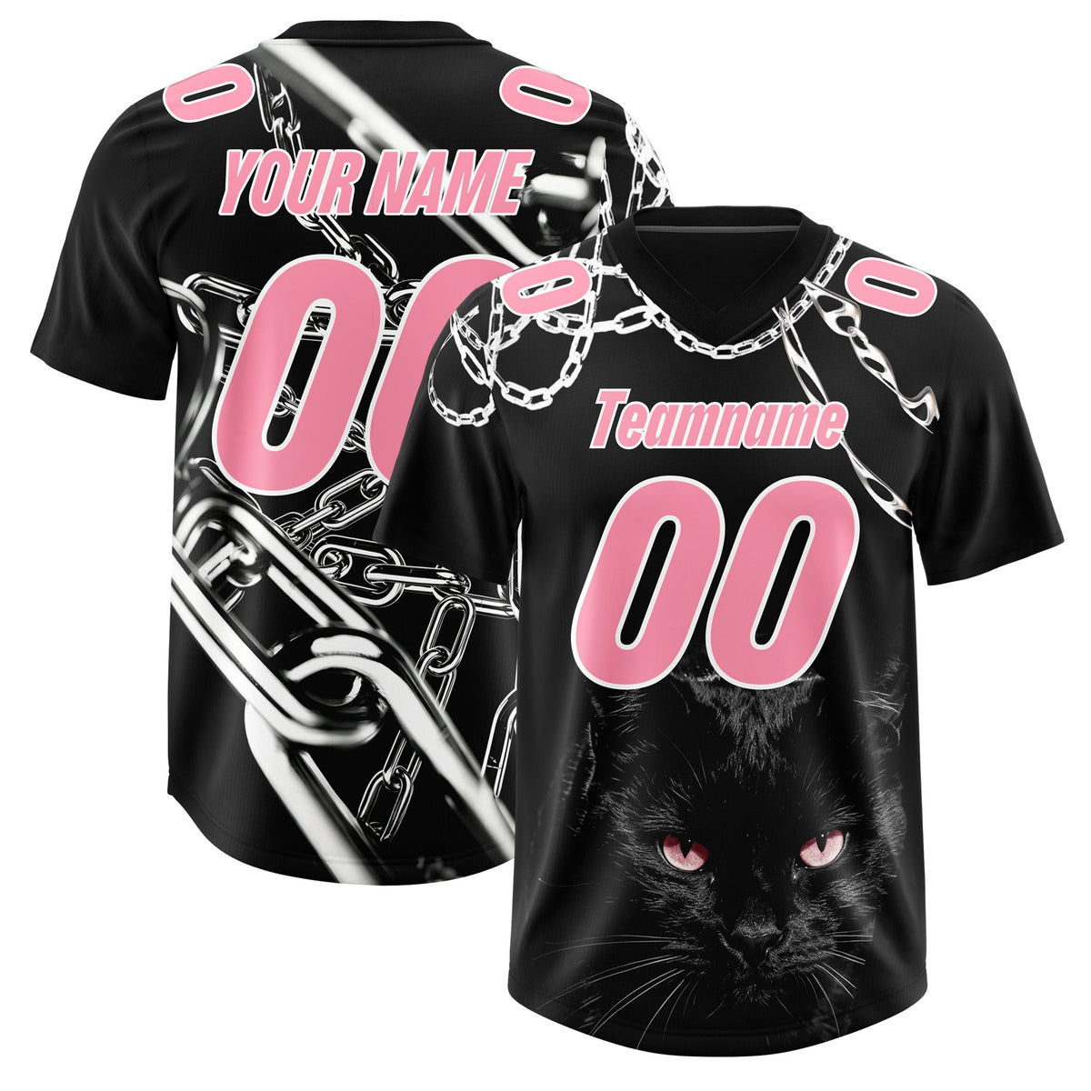 Custom Black Light Pink Graffiti Pattern Chains Football Jersey| KXKSHOP