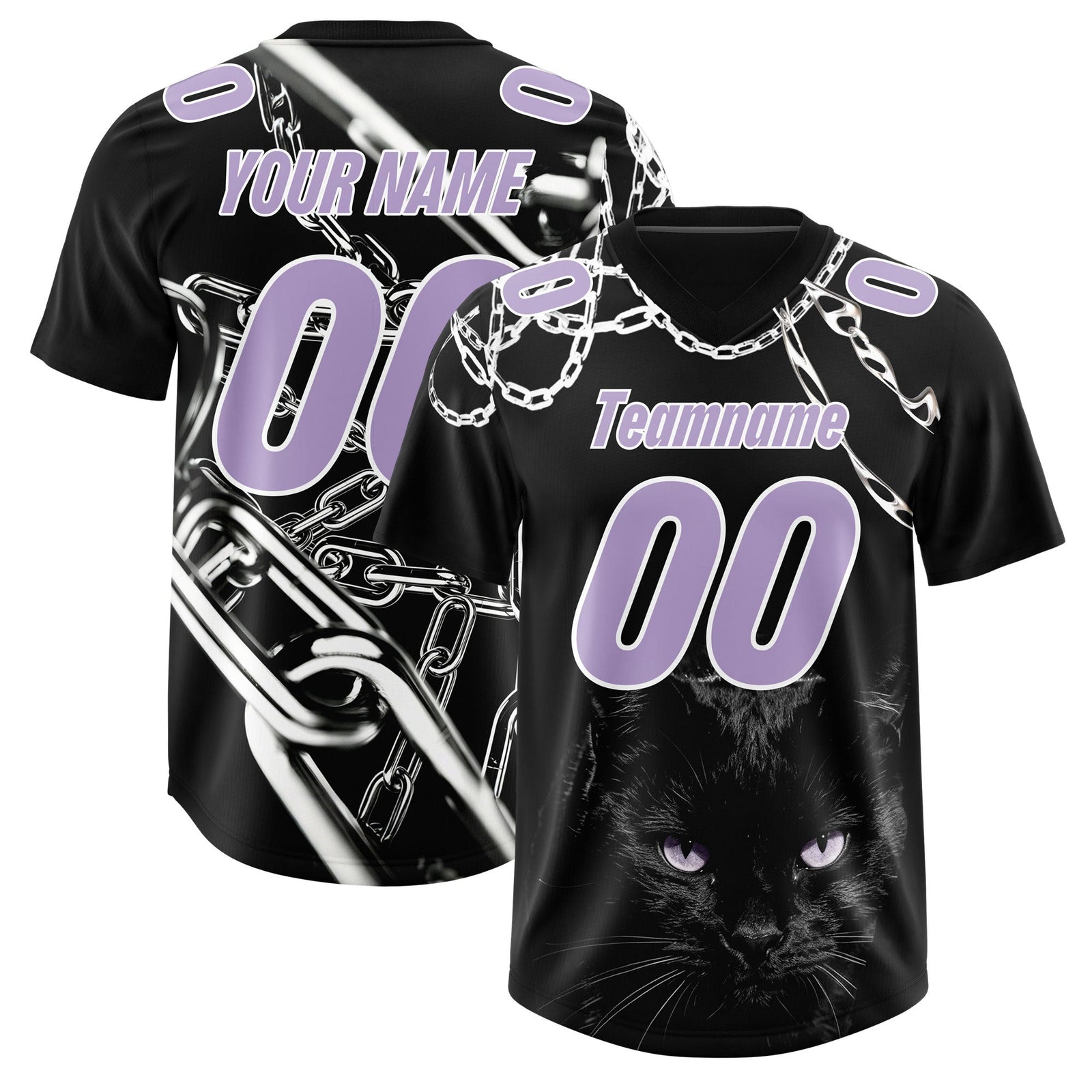Custom Black Light Purple Graffiti Pattern Chains Football Jersey| KXKSHOP