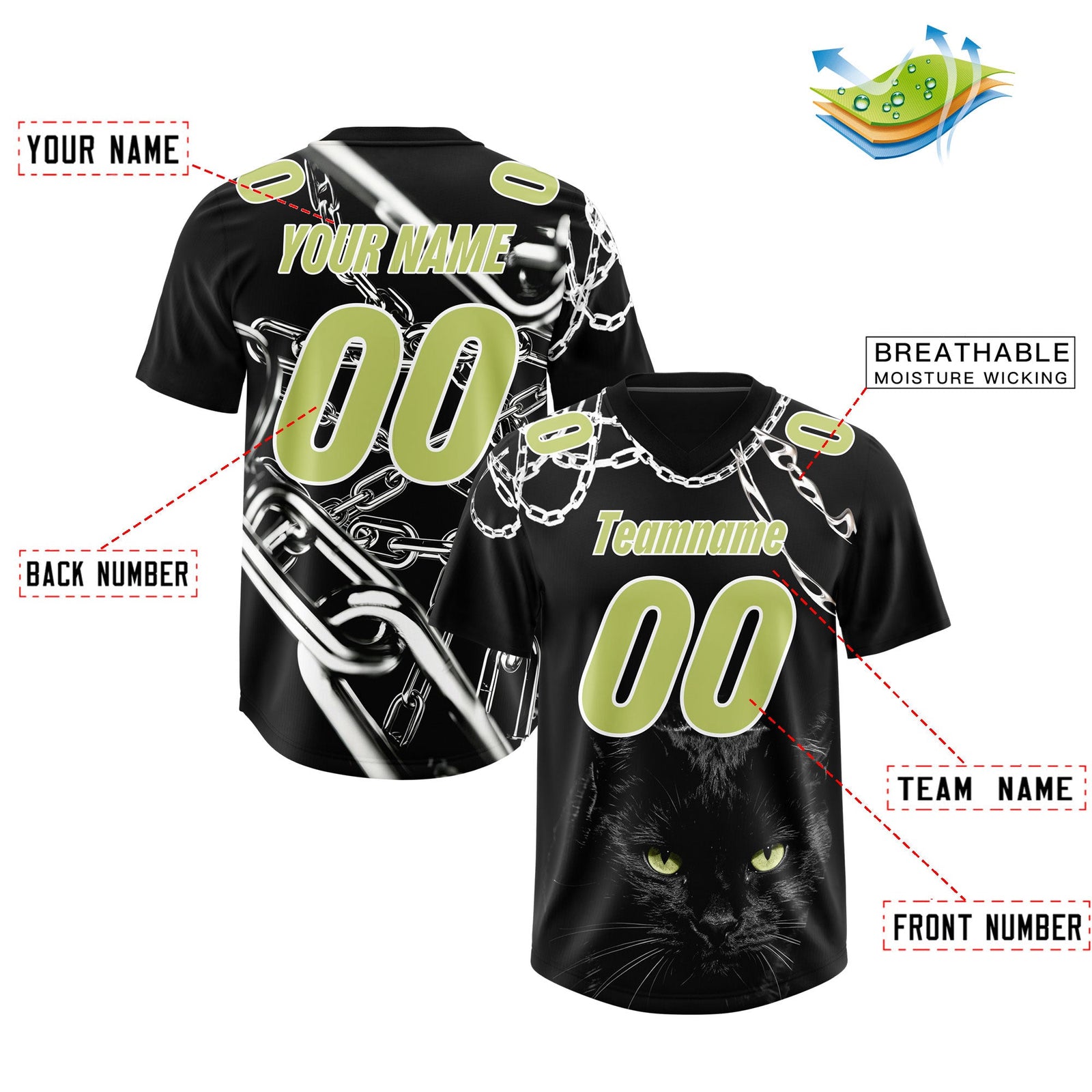 Custom Black Champagne Graffiti Pattern Chains Football Jersey| KXKSHOP