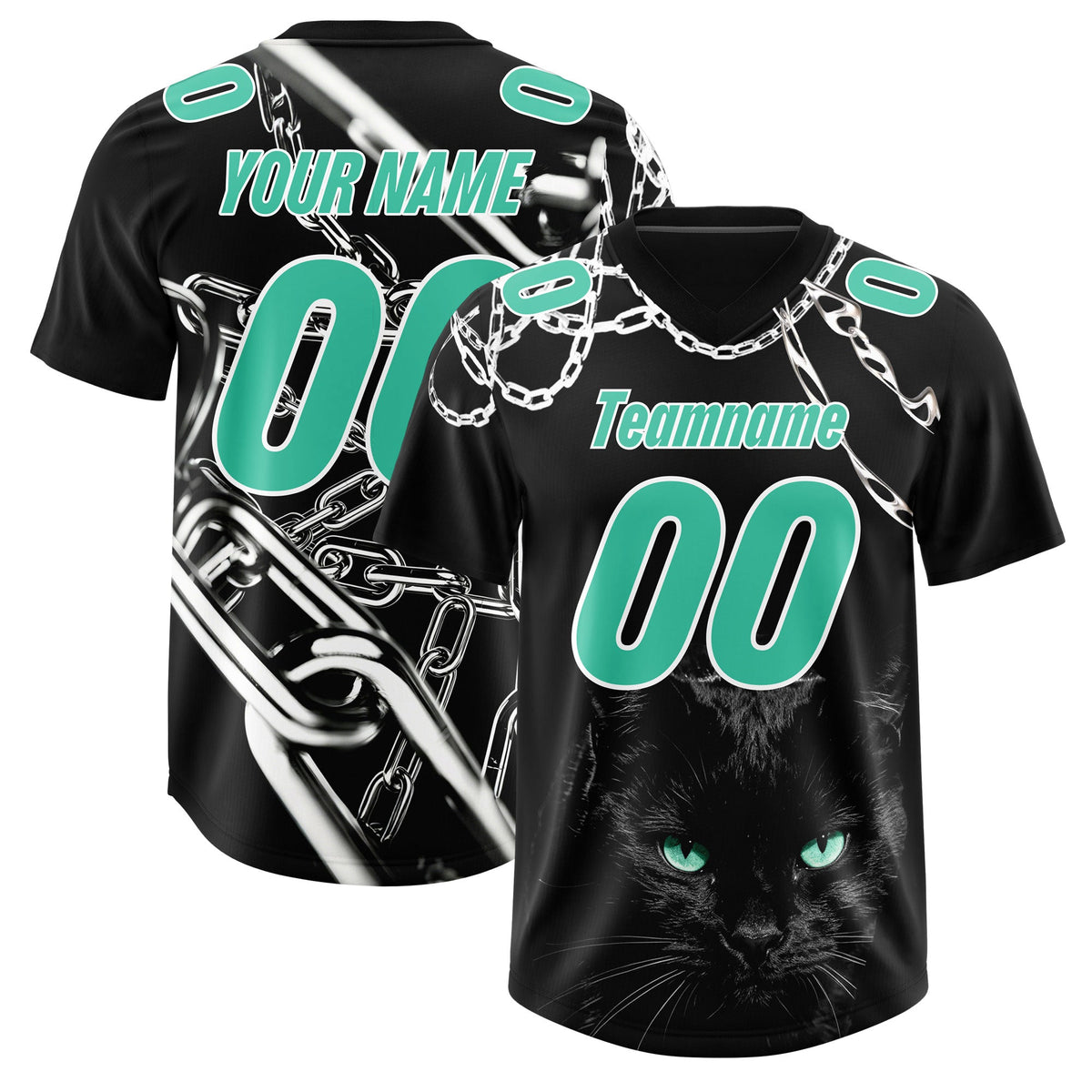 Custom Black Green Graffiti Pattern Chains Football Jersey| KXKSHOP