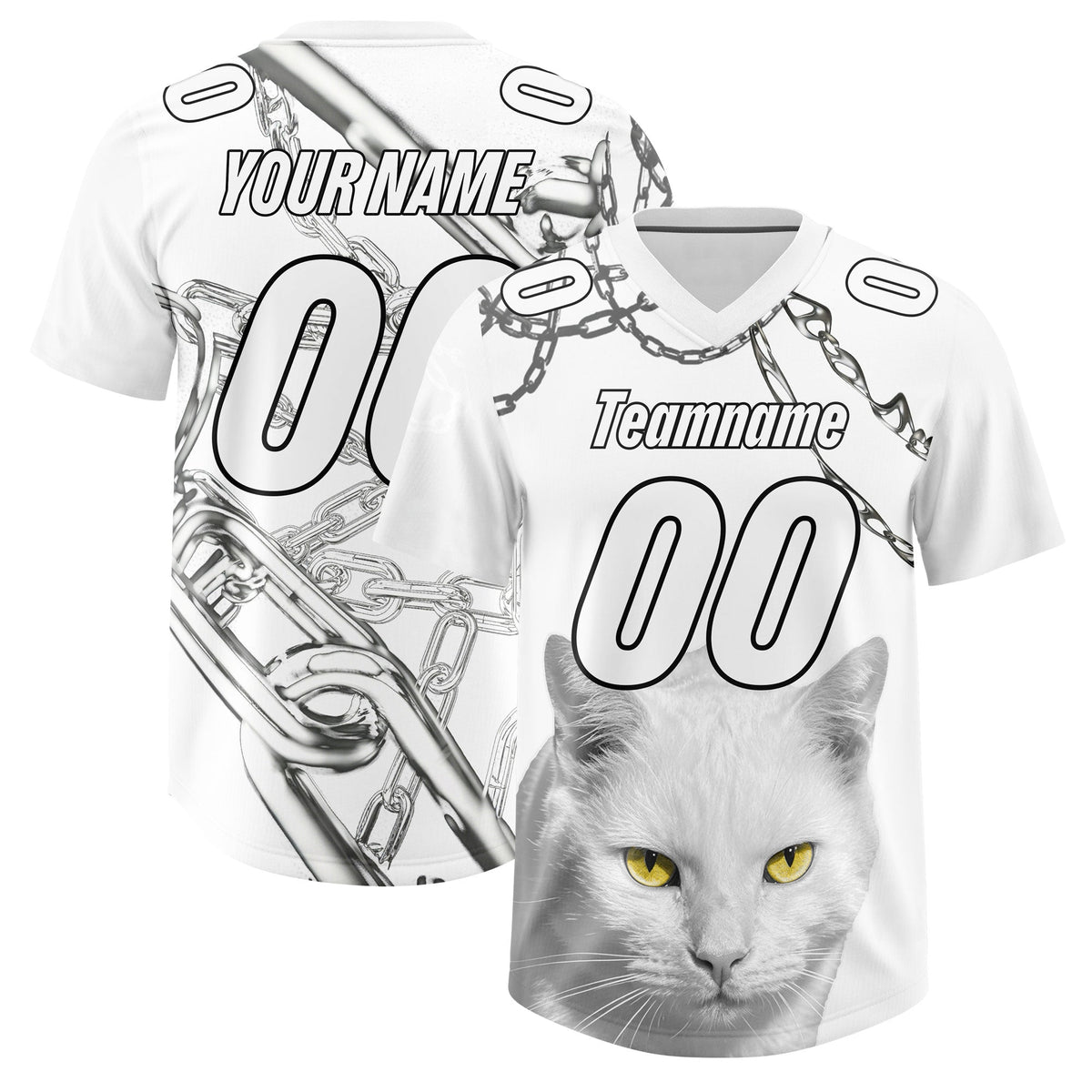 Custom White Graffiti Pattern Chains Football Jersey| KXKSHOP