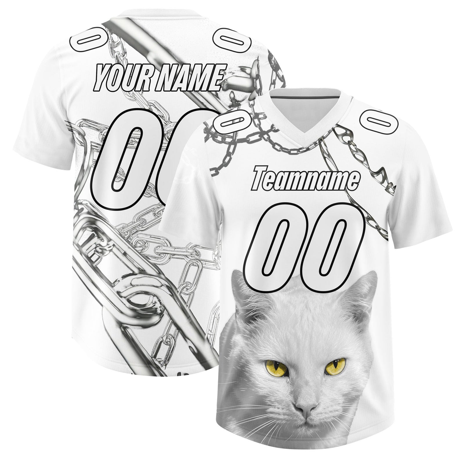 Custom White Graffiti Pattern Chains Football Jersey| KXKSHOP