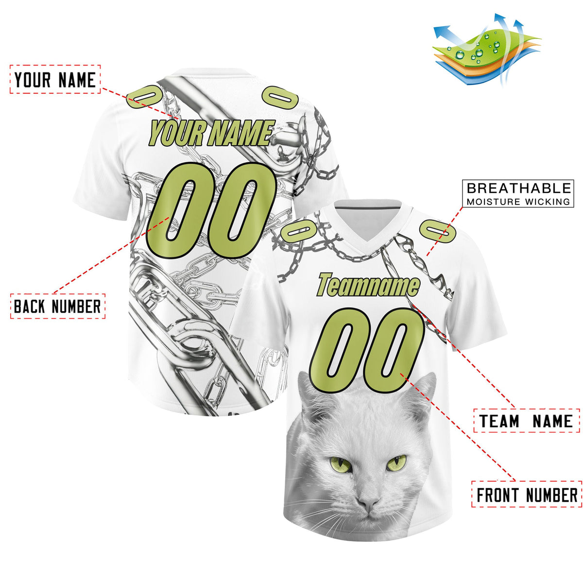 Custom White Champagne Graffiti Pattern Chains Football Jersey| KXKSHOP