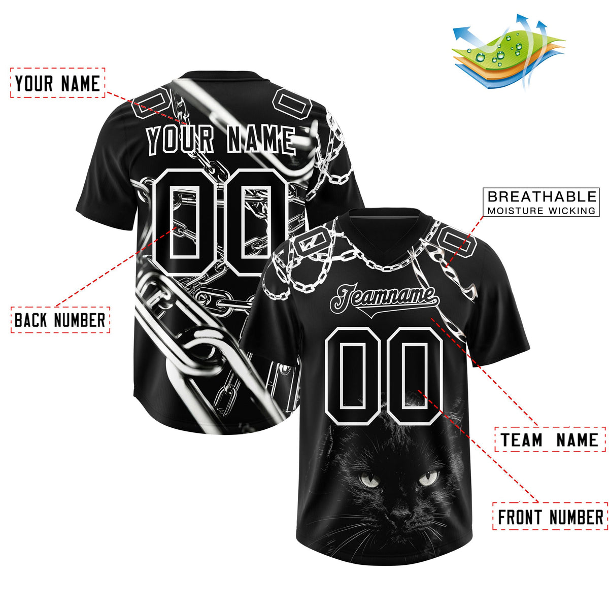 Custom Black White Graffiti Pattern Chains Football Jersey| KXKSHOP