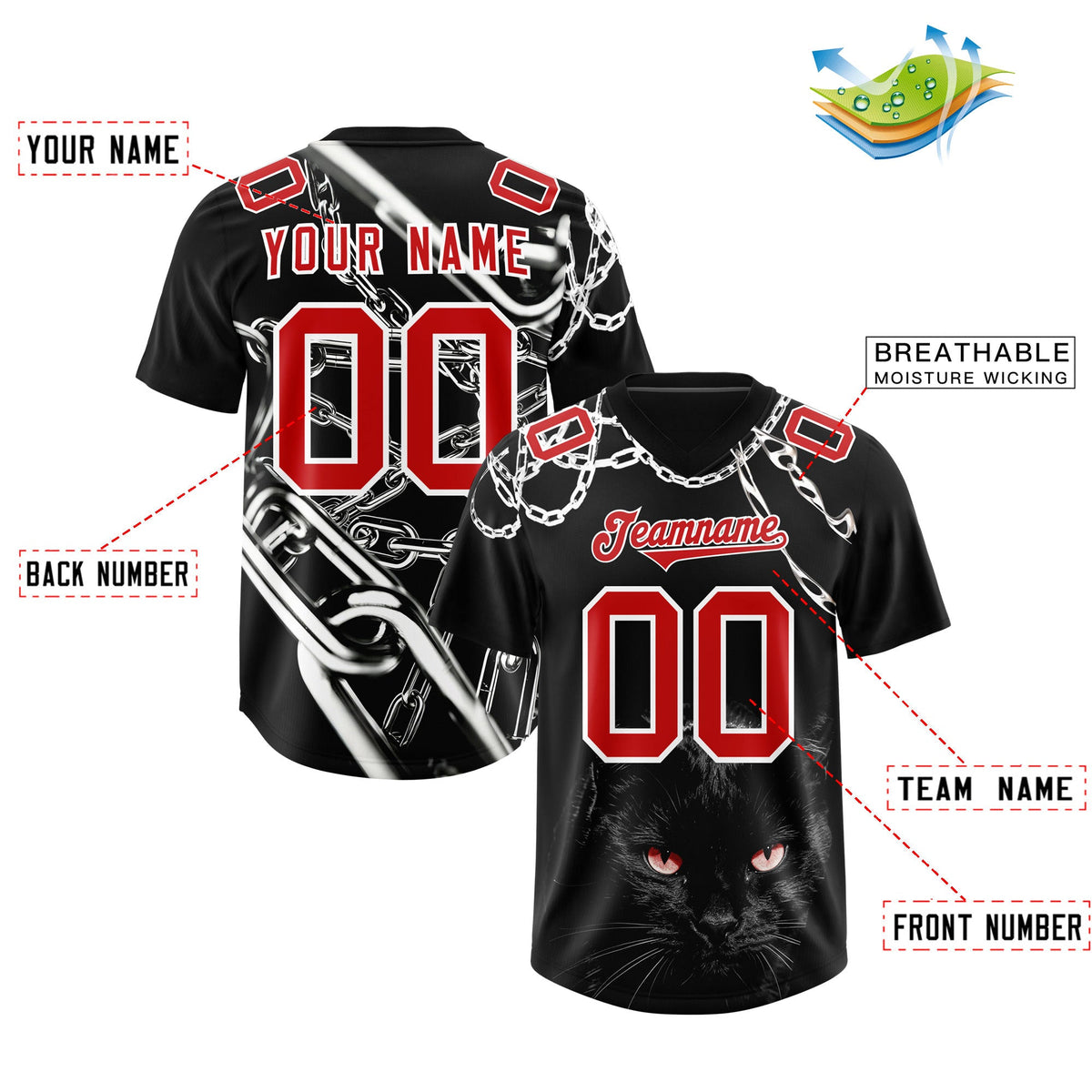 Custom Black Red Graffiti Pattern Chains Football Jersey| KXKSHOP