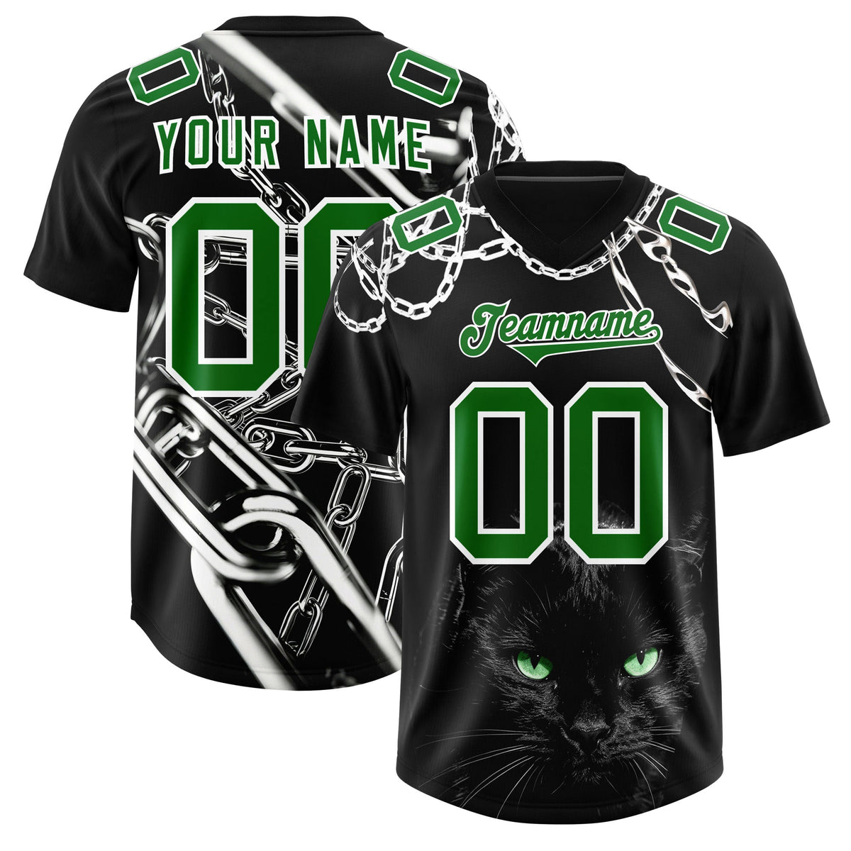 Custom Black Kelly Greeen Graffiti Pattern Chains Football Jersey| KXKSHOP