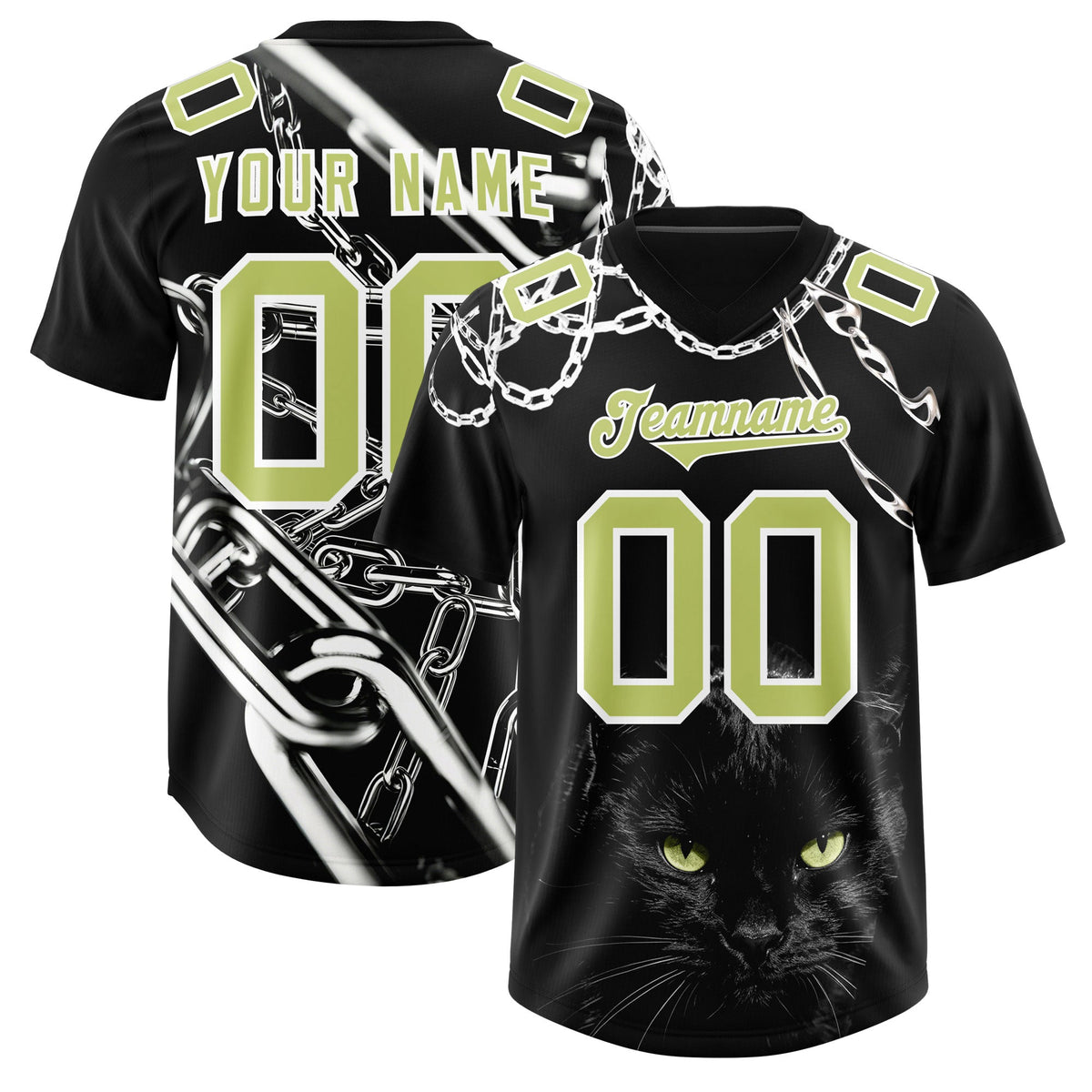 Custom Black Champagne Graffiti Pattern Chains Football Jersey| KXKSHOP