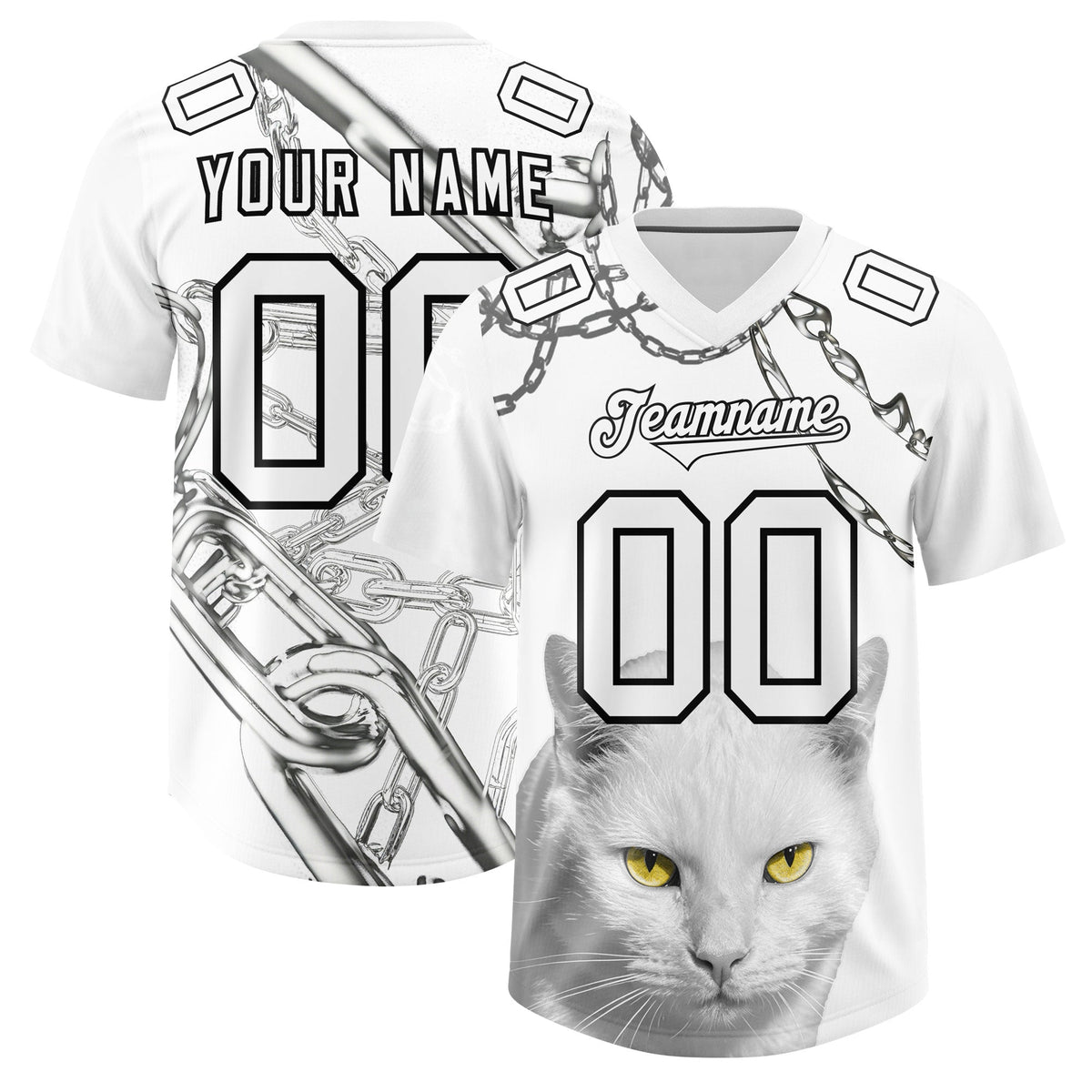 Custom White Graffiti Pattern Chains Football Jersey| KXKSHOP