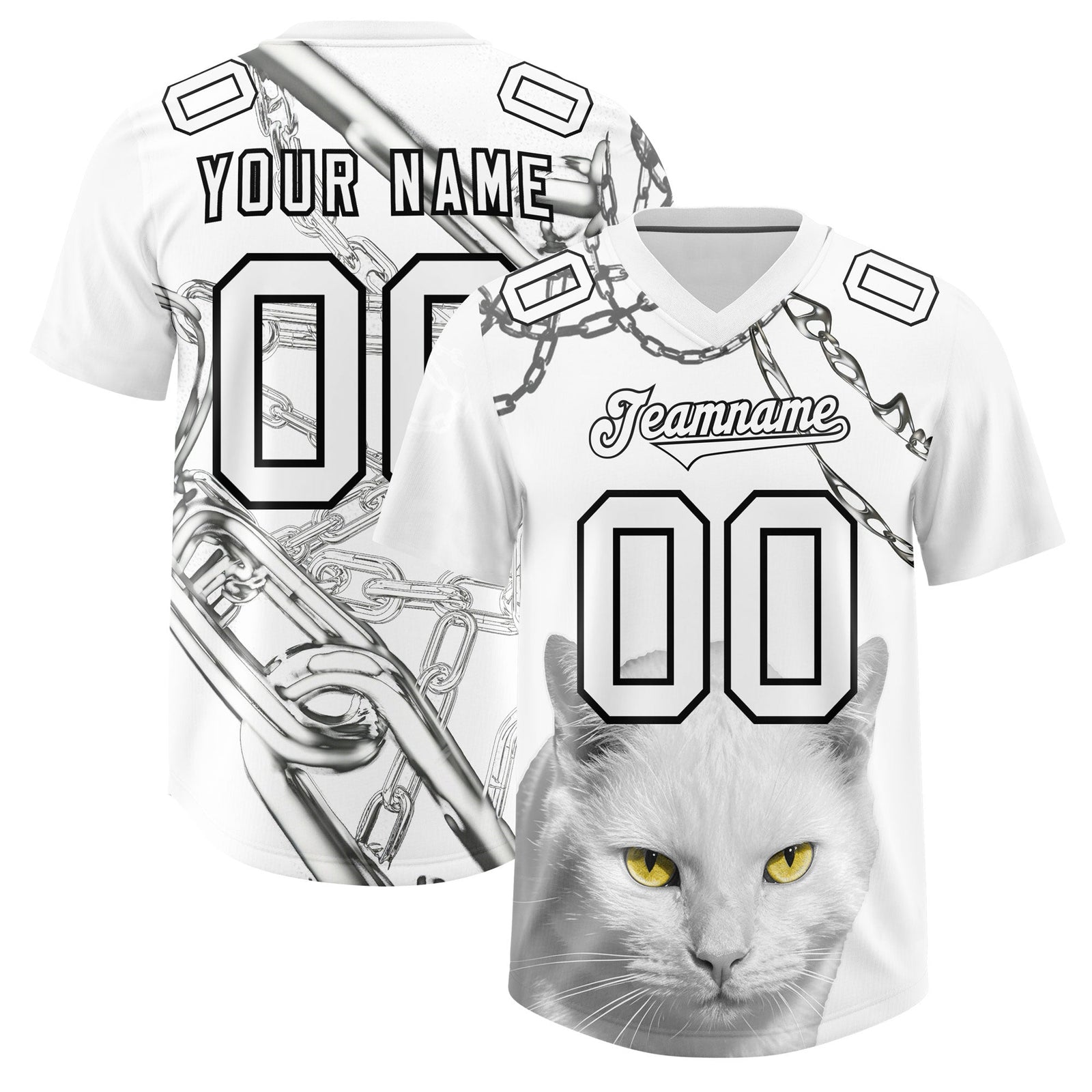 Custom White Graffiti Pattern Chains Football Jersey| KXKSHOP