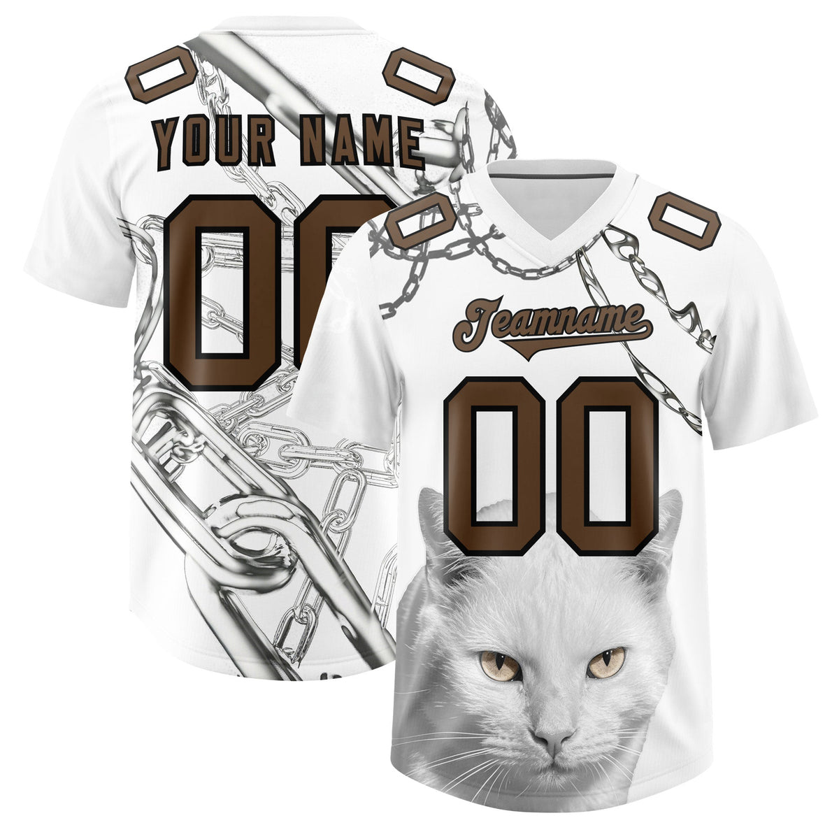 Custom White Graffiti Pattern Chains Football Jersey| KXKSHOP