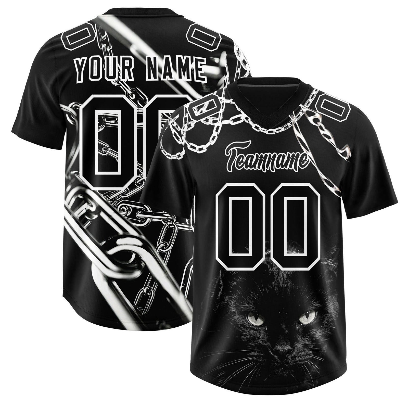Custom Black White Graffiti Pattern Chains Football Jersey| KXKSHOP