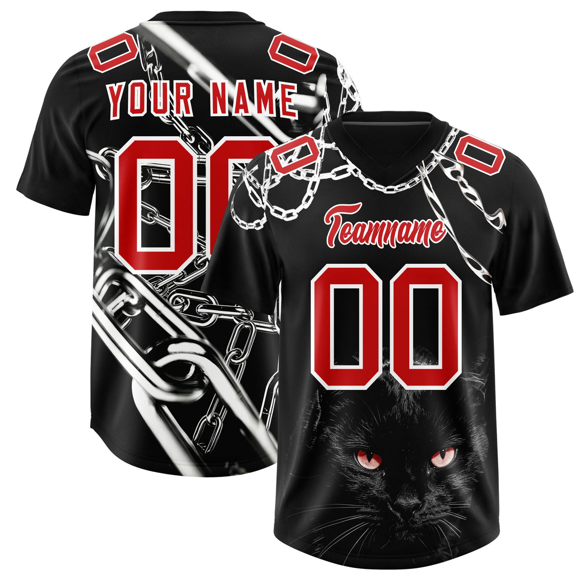 Custom Black Red Graffiti Pattern Chains Football Jersey| KXKSHOP