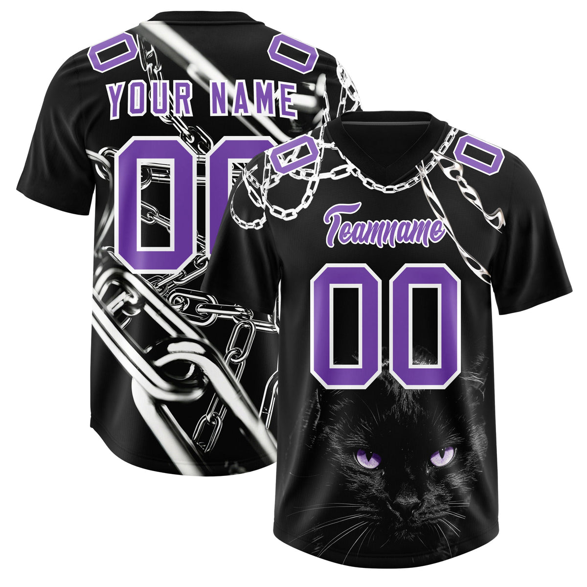 Custom Black Purple Graffiti Pattern Chains Football Jersey| KXKSHOP