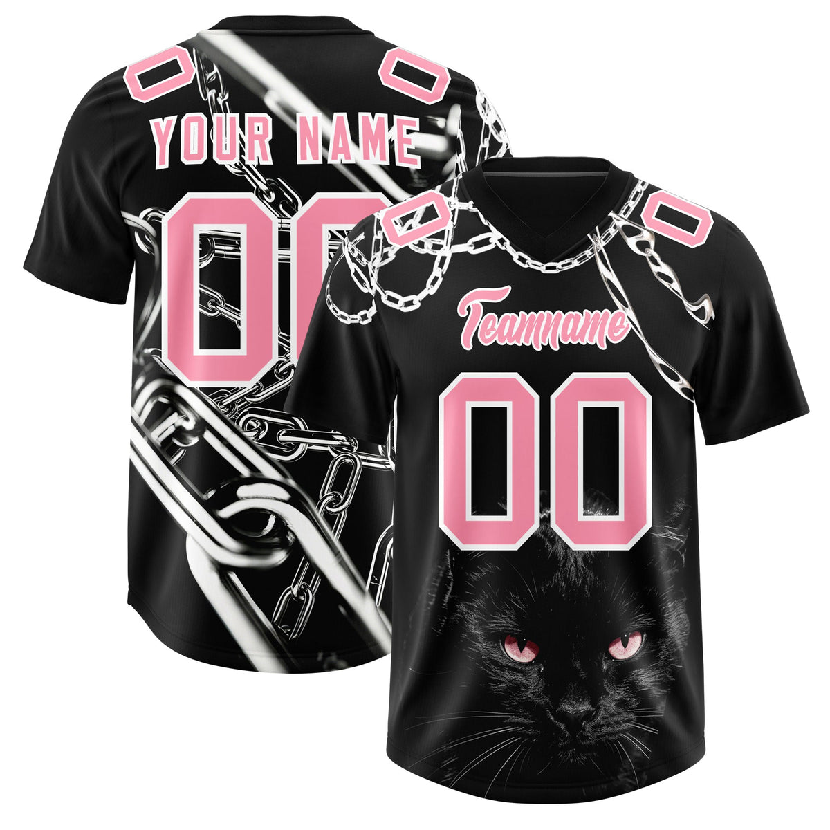 Custom Black Light Pink Graffiti Pattern Chains Football Jersey| KXKSHOP