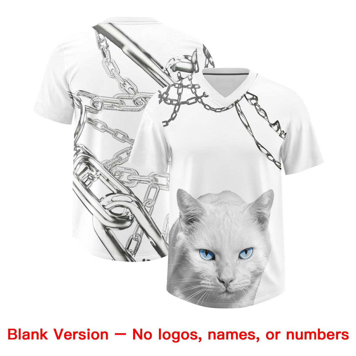 Custom White Light Blue Graffiti Pattern Chains Football Jersey| KXKSHOP