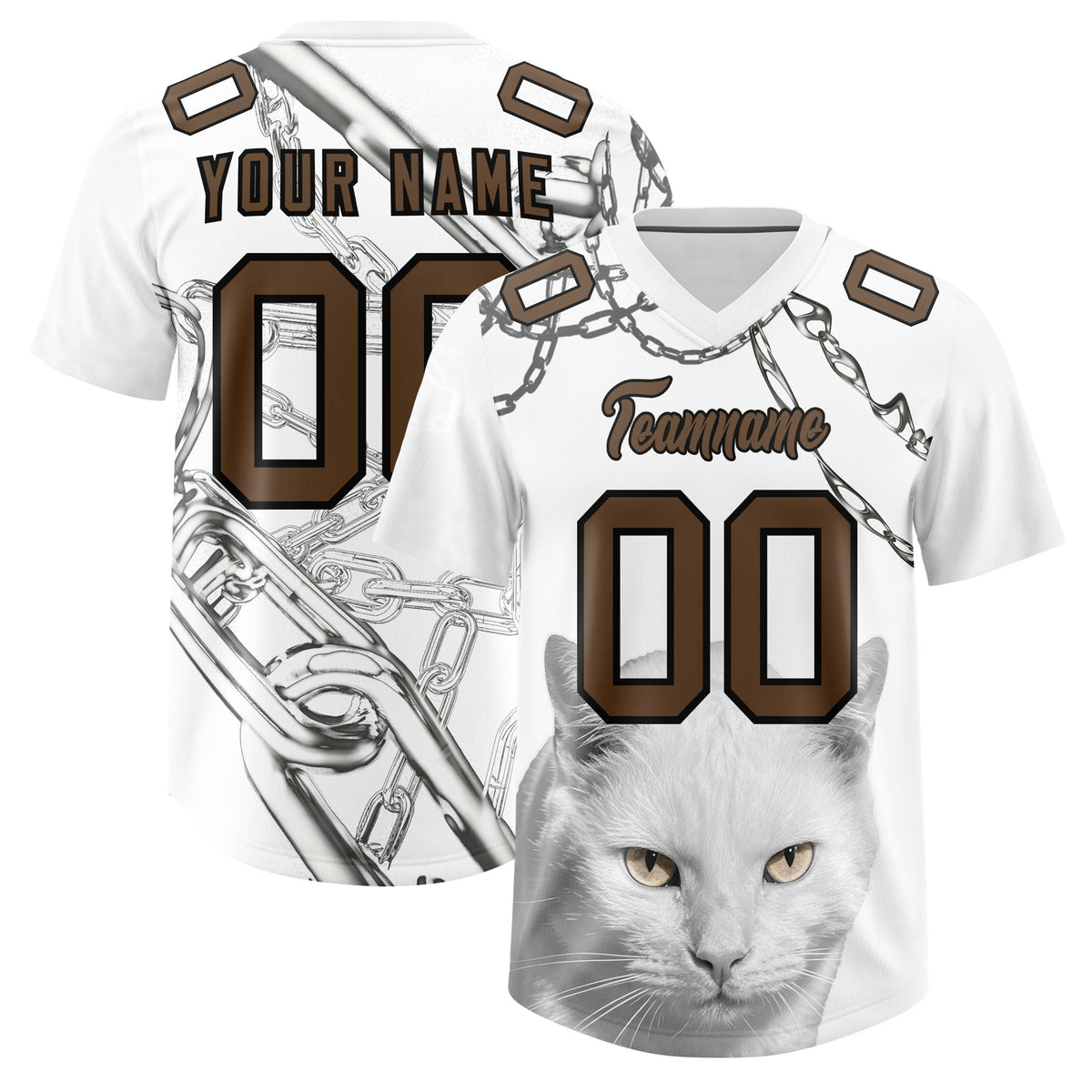Custom White Graffiti Pattern Chains Football Jersey| KXKSHOP