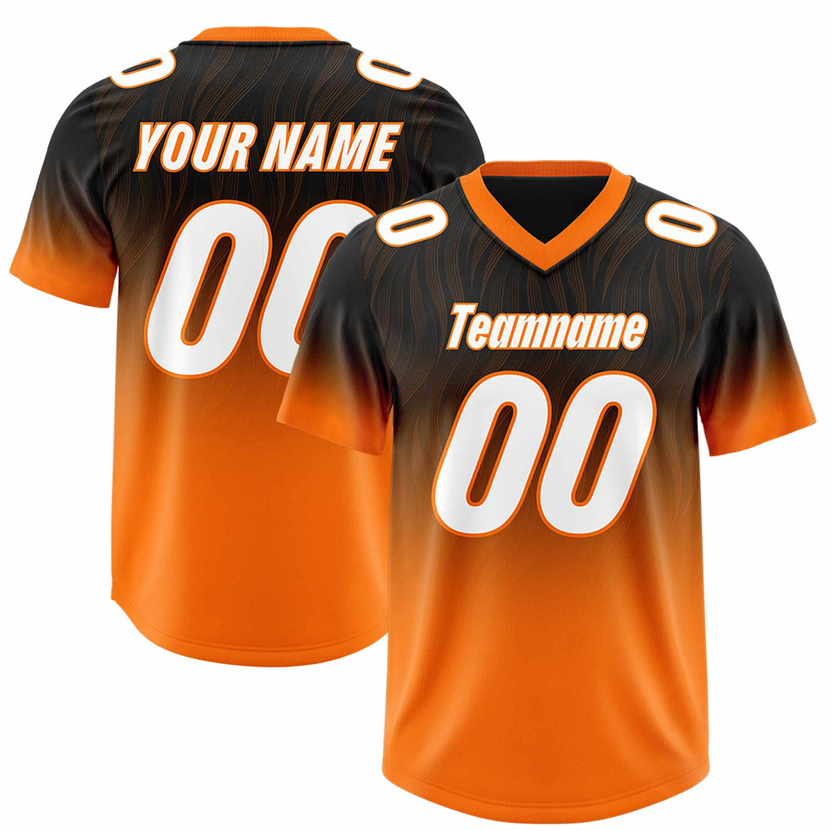 Custom Black Orange Gradient Fashion Outdoor Authentic Football Jersey