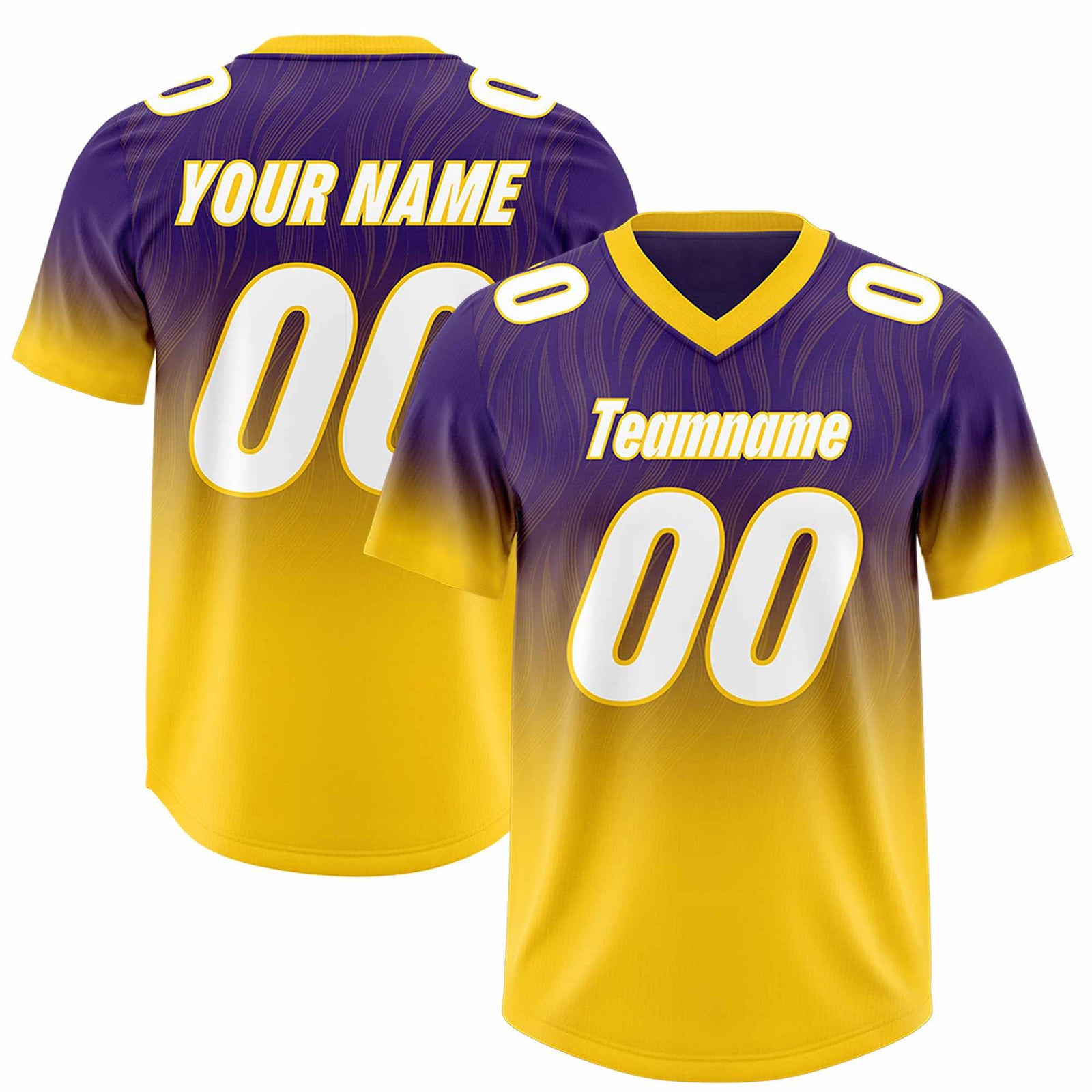 Custom Purple Gold Gradient Fashion Outdoor Authentic Football Jersey