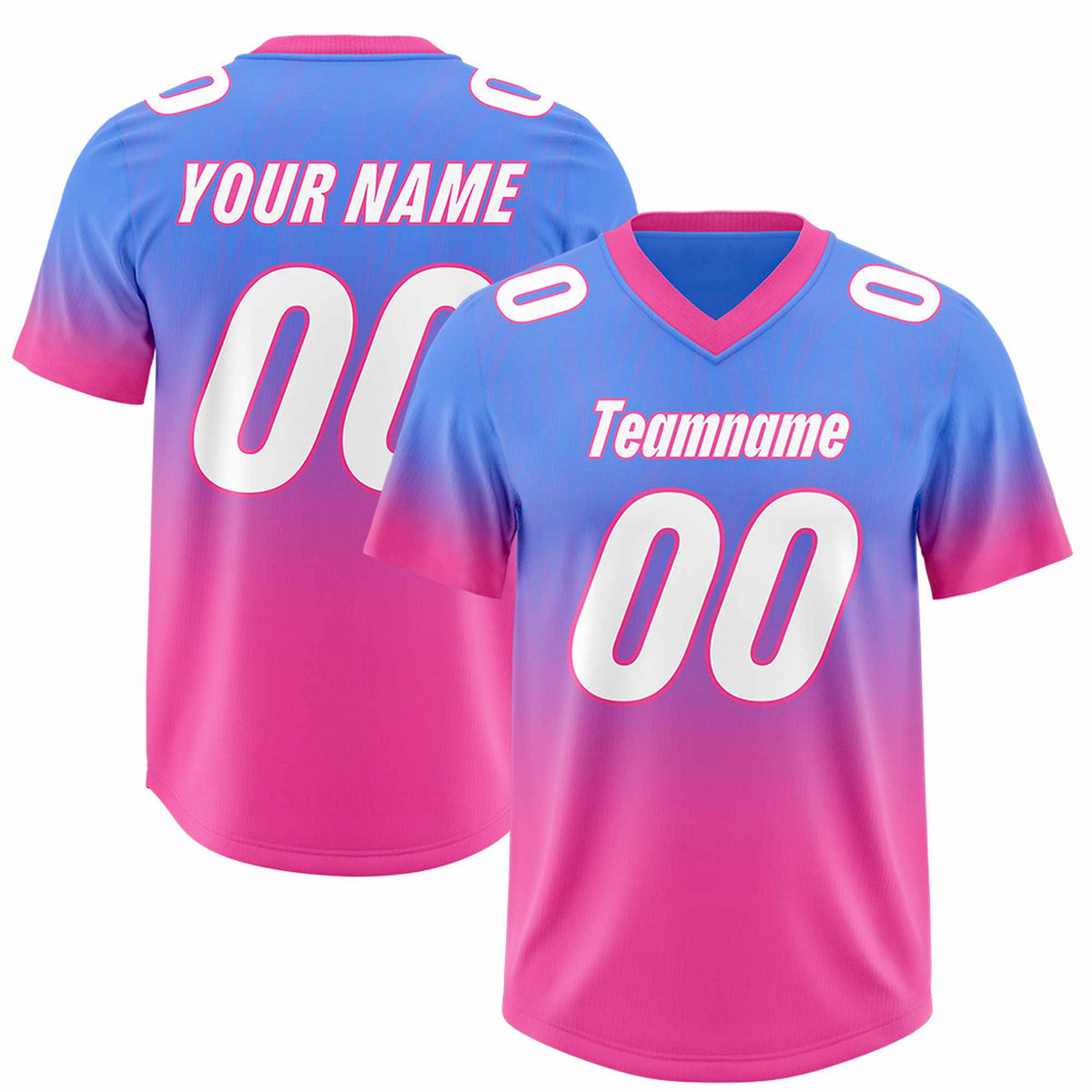 Custom Powder Blue Pink Gradient Fashion Outdoor Authentic Football Jersey