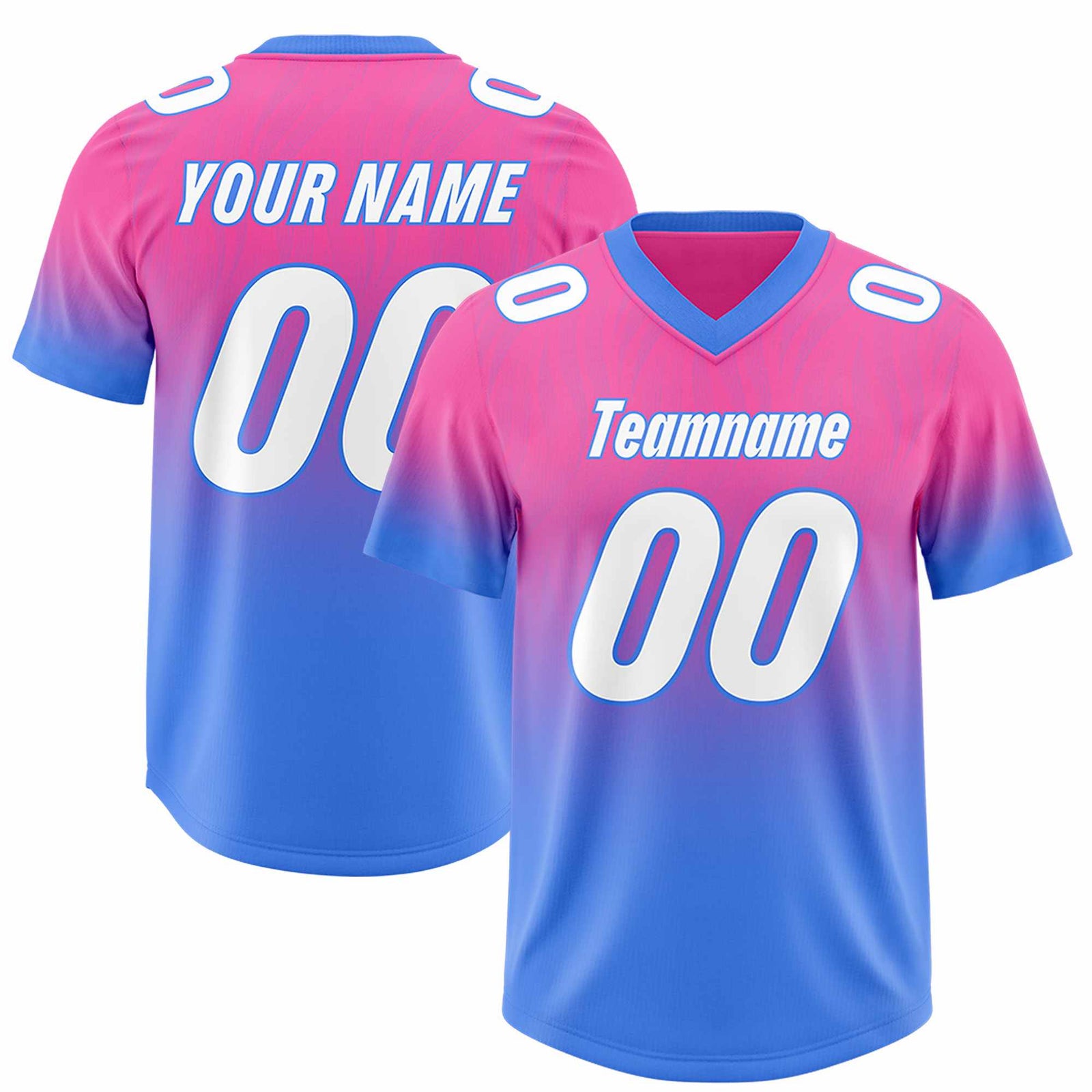 Custom Pink Powder Blue Gradient Fashion Outdoor Authentic Football Jersey