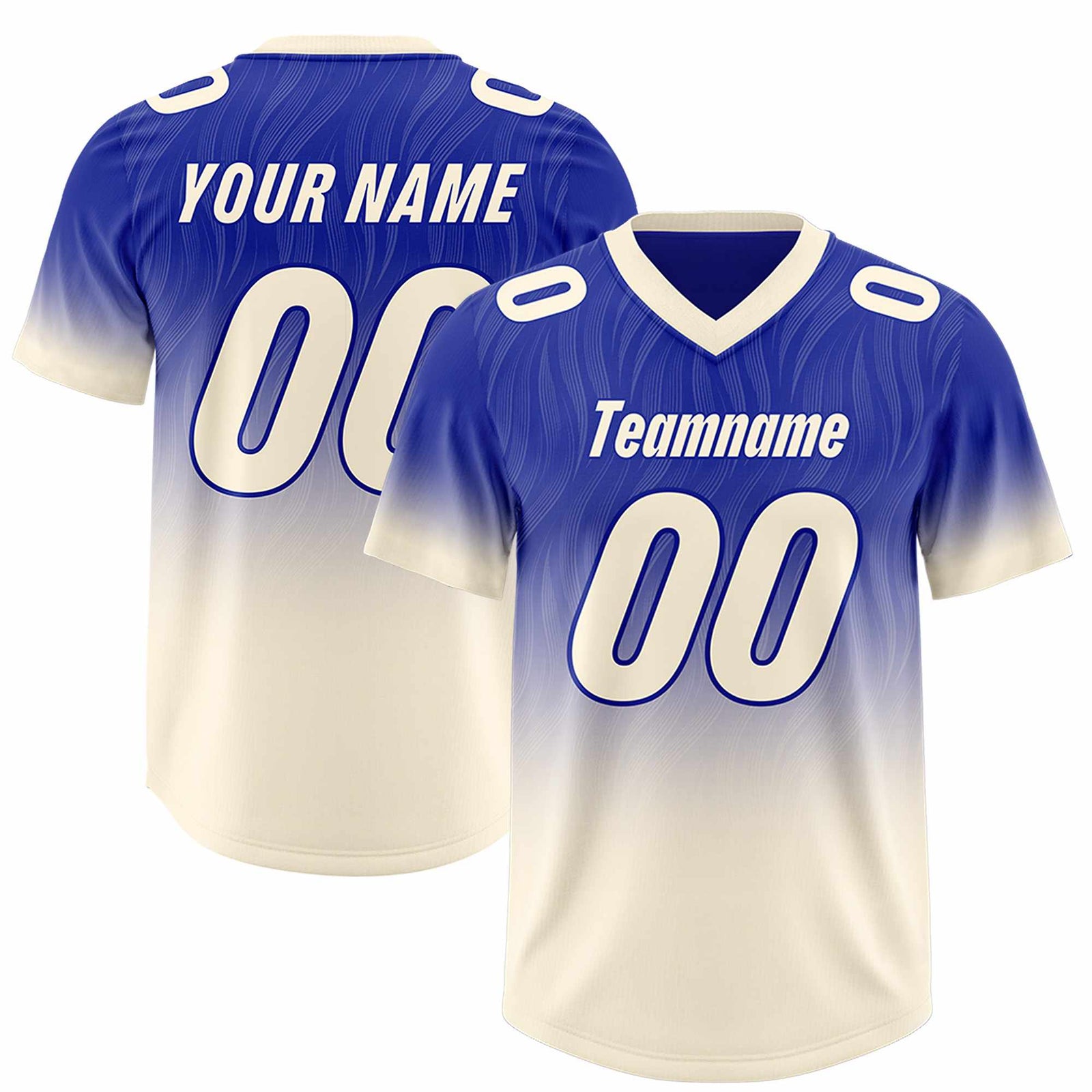 Custom Royal Cream Gradient Fashion Outdoor Authentic Football Jersey