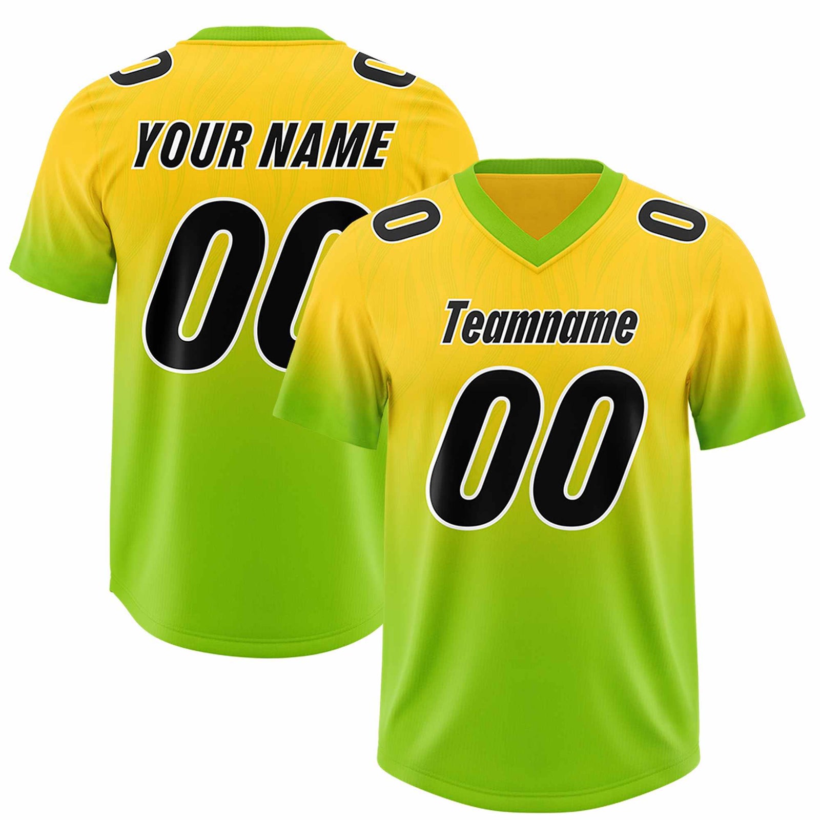 Custom Gold Neon Green Gradient Fashion Outdoor Authentic Football Jersey