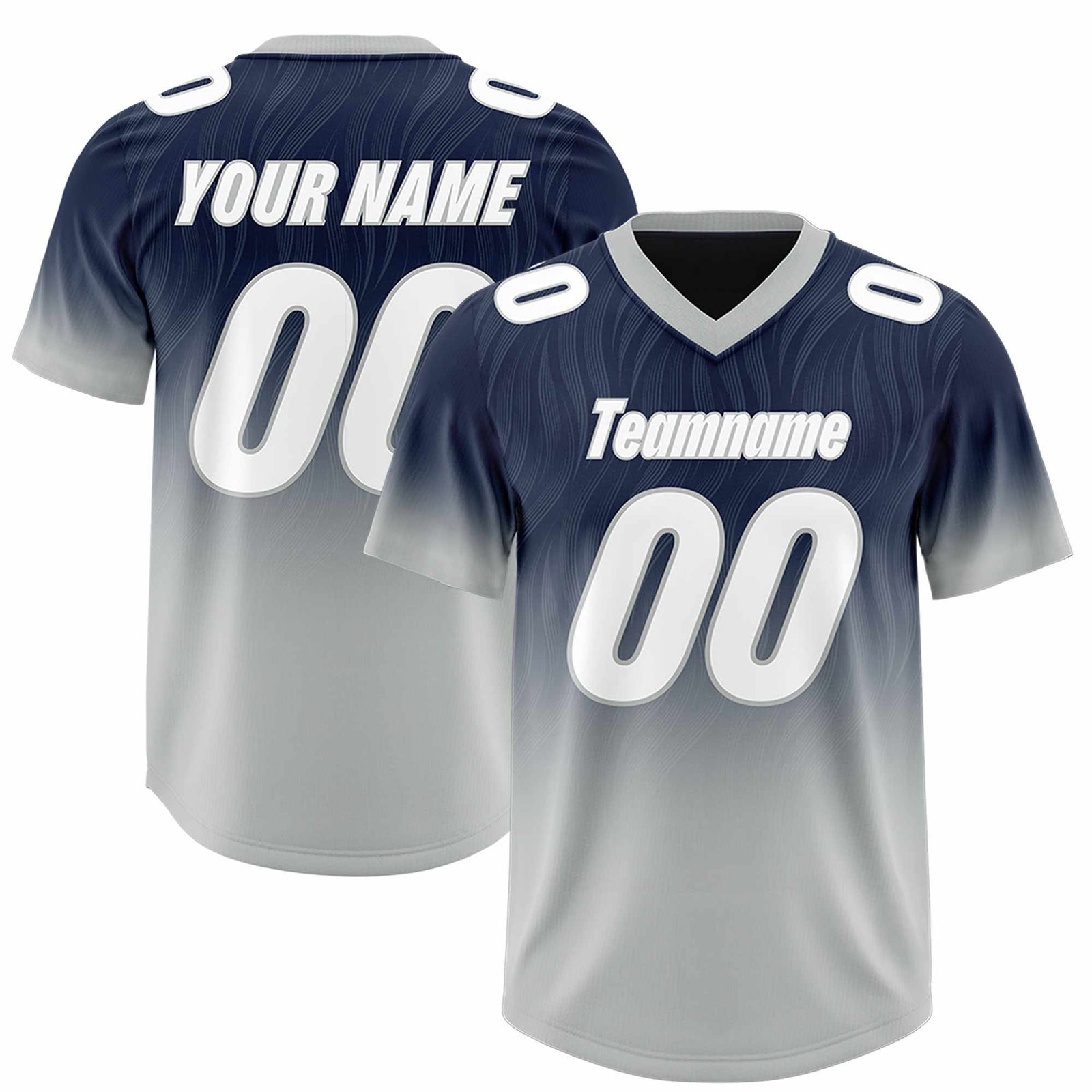 Custom Navy Gray Gradient Fashion Outdoor Authentic Football Jersey