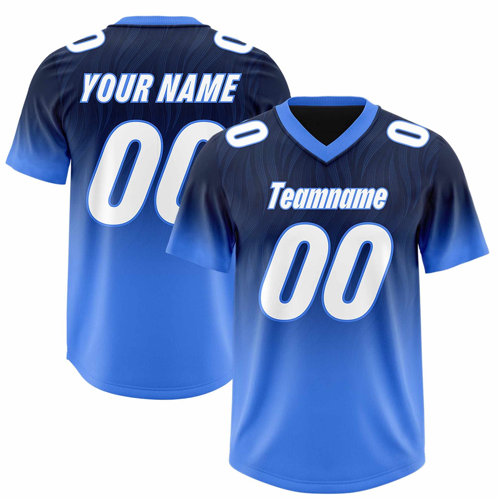 Custom Navy Powder Blue Gradient Fashion Outdoor Authentic Football Jersey
