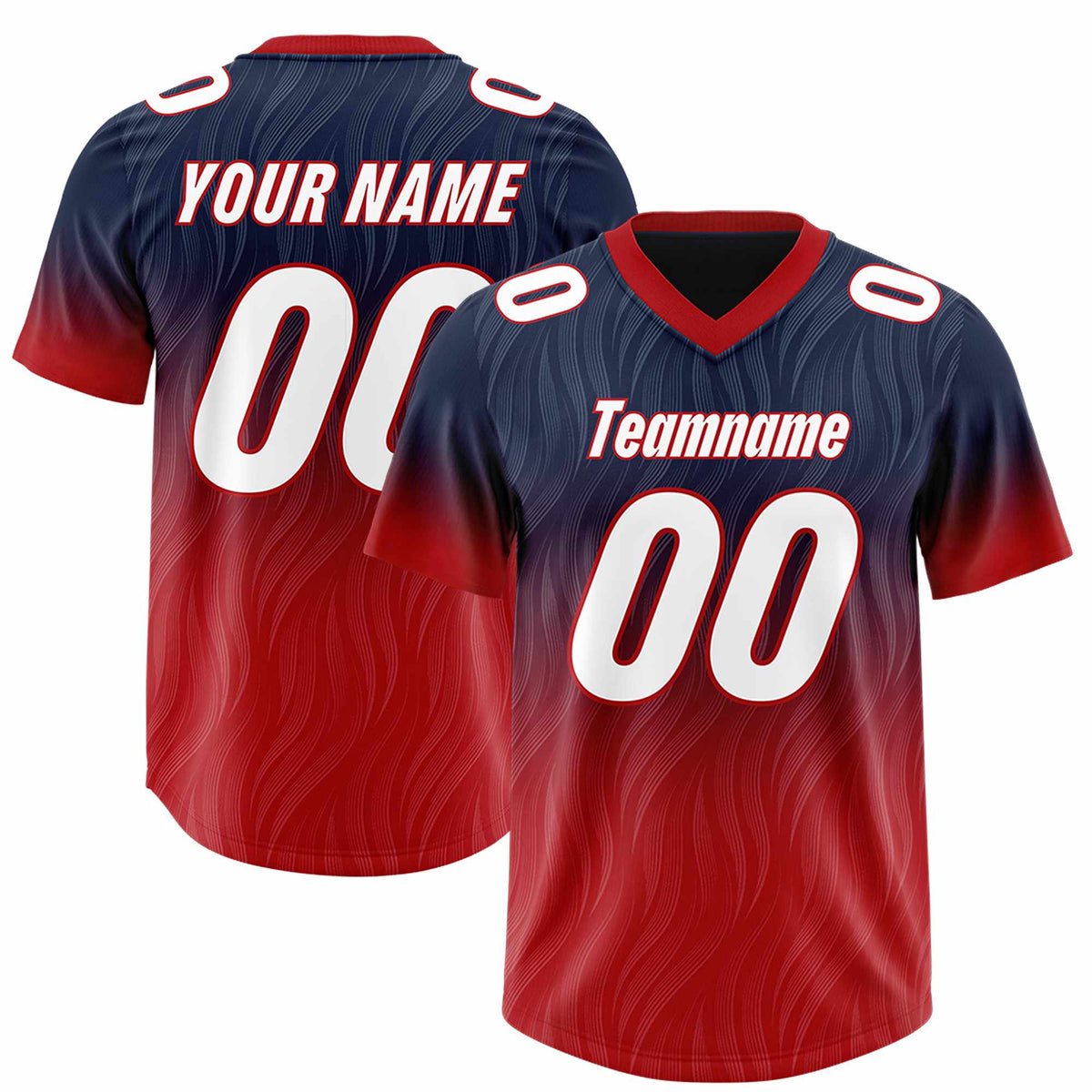 Custom Navy Red Gradient Fashion Outdoor Authentic Football Jersey