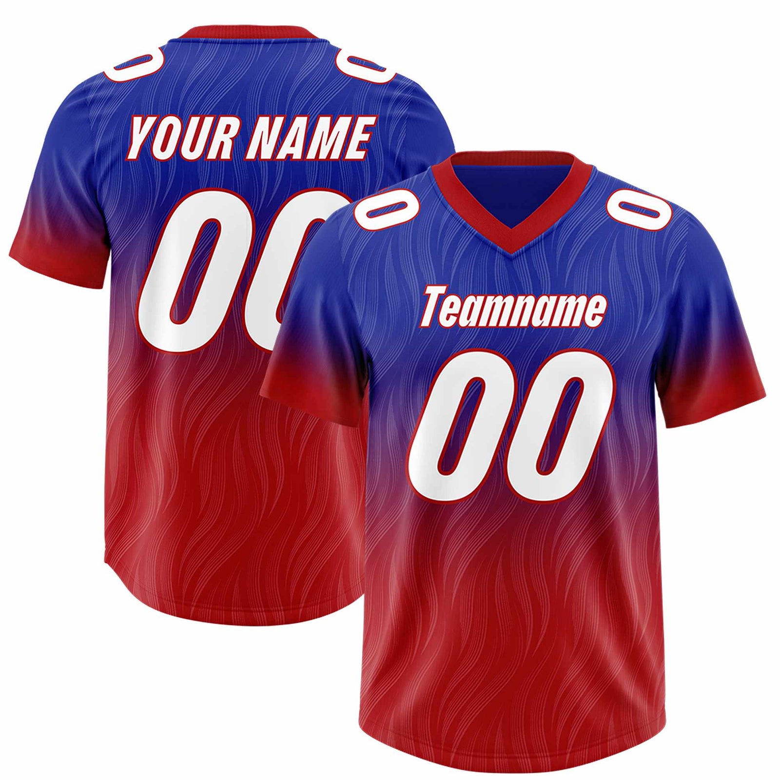 Custom Royal Red Gradient Fashion Outdoor Authentic Football Jersey