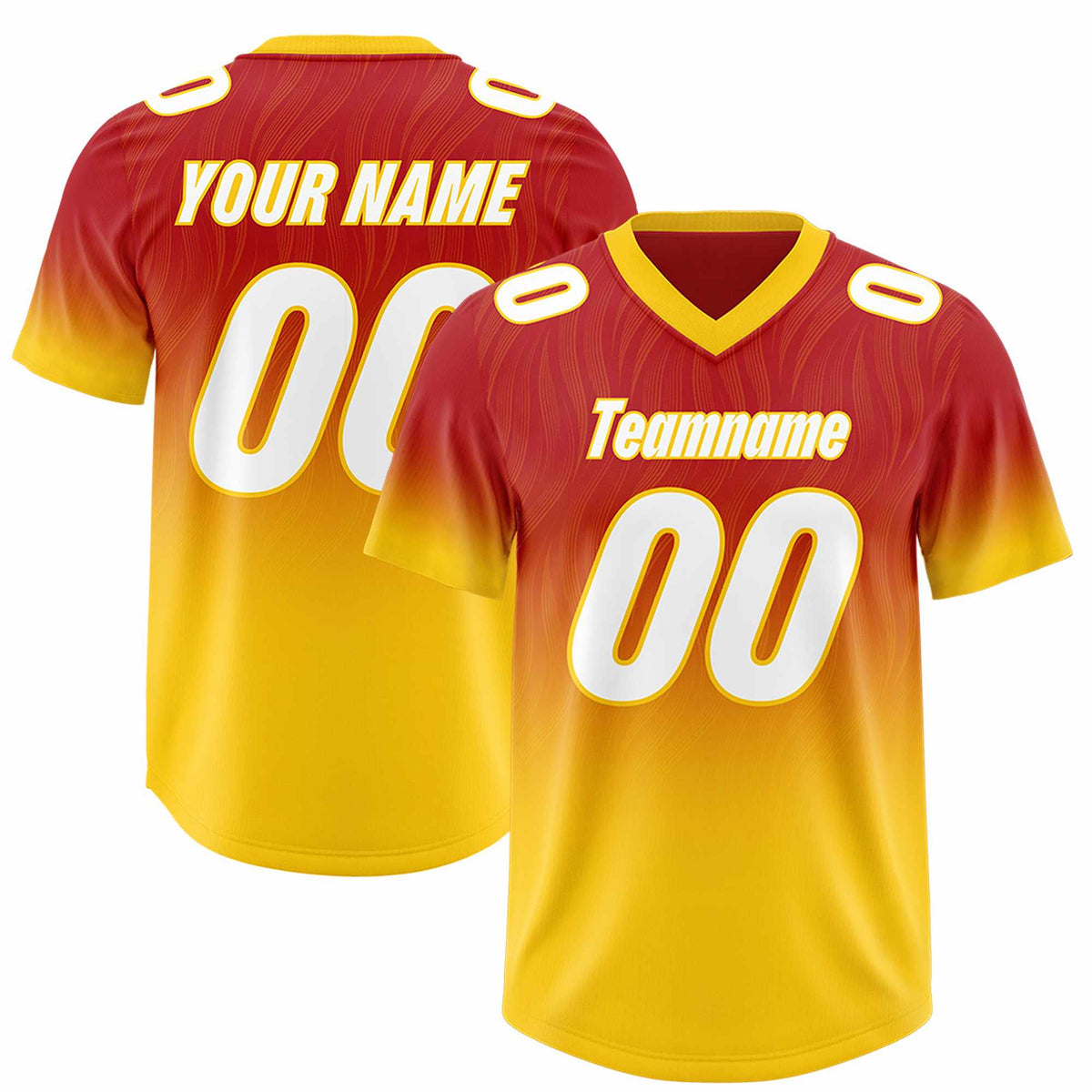 Custom Red Gold Gradient Fashion Outdoor Authentic Football Jersey