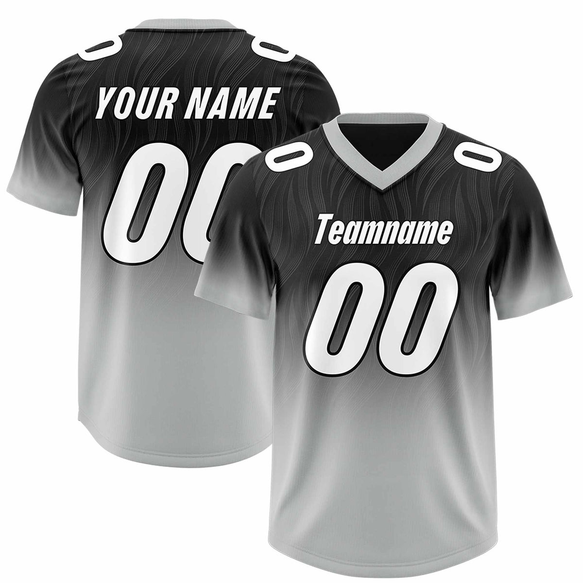 Custom Black Gray Gradient Fashion Outdoor Authentic Football Jersey