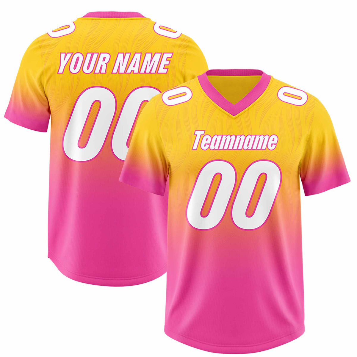 Custom Gold Pink Gradient Fashion Outdoor Authentic Football Jersey