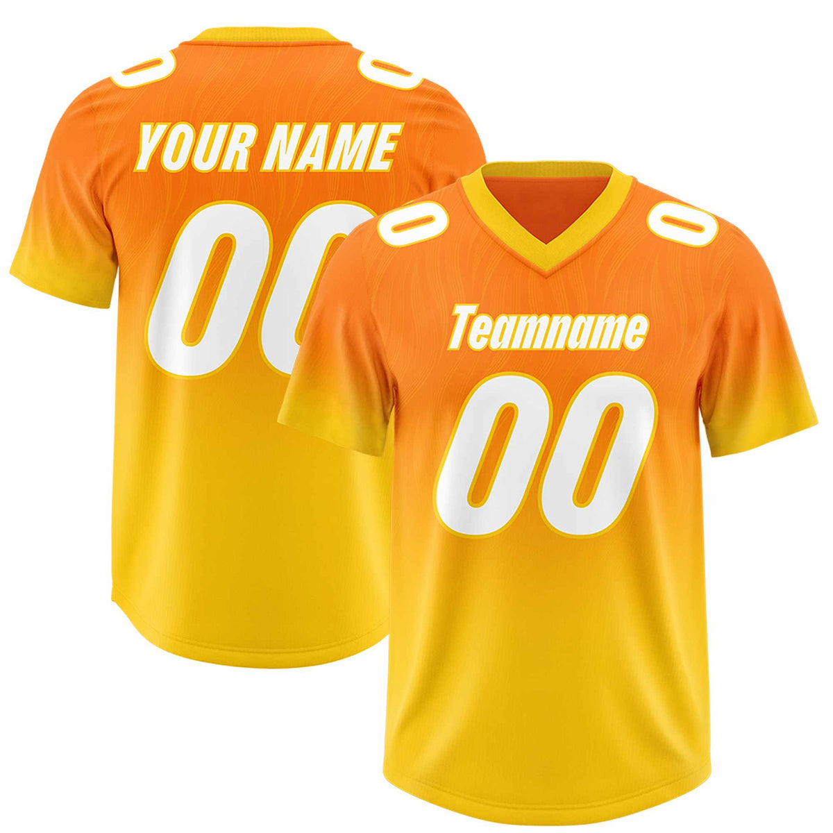 Custom Orange Gold Gradient Fashion Outdoor Authentic Football Jersey
