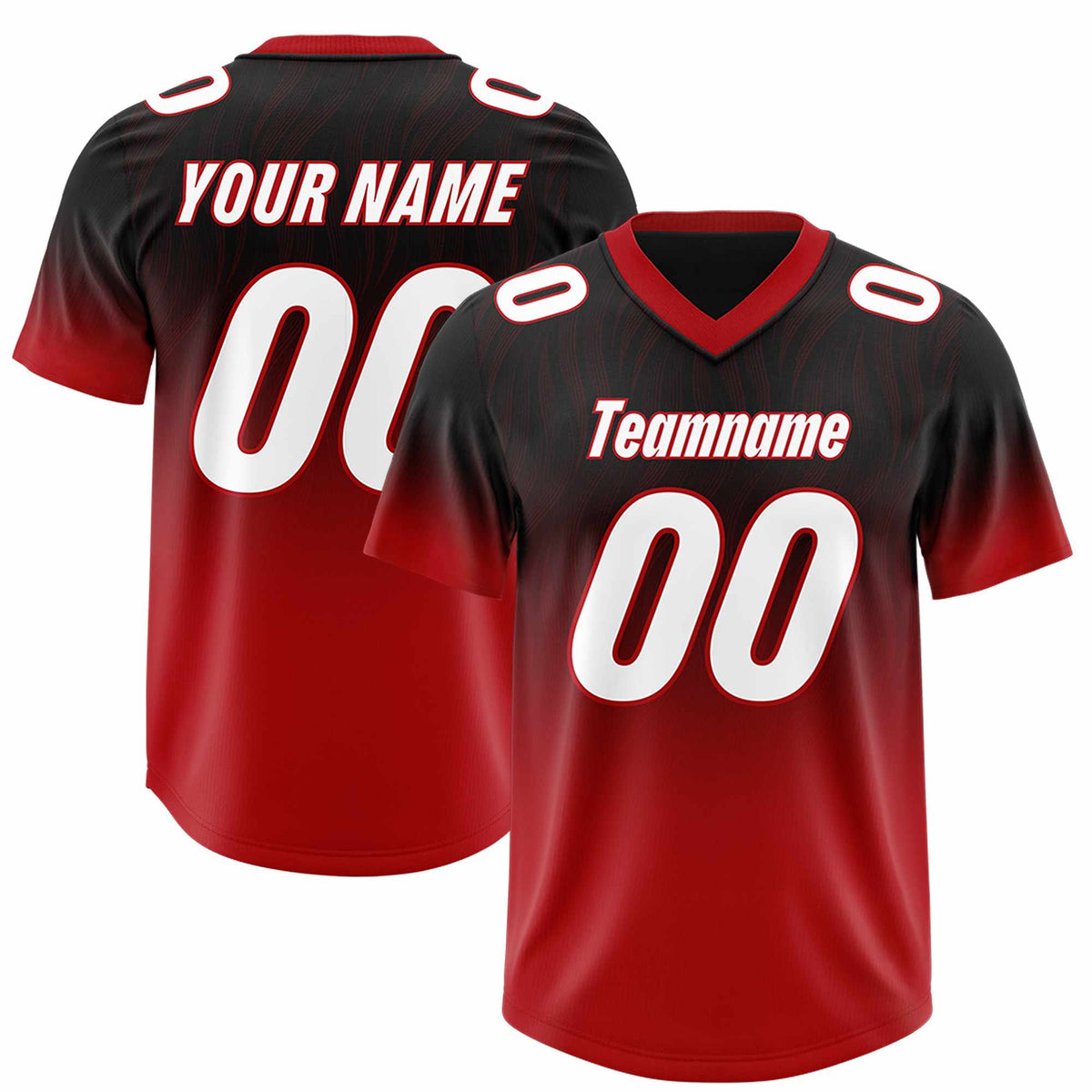 Custom Black Red Gradient Fashion Outdoor Authentic Football Jersey