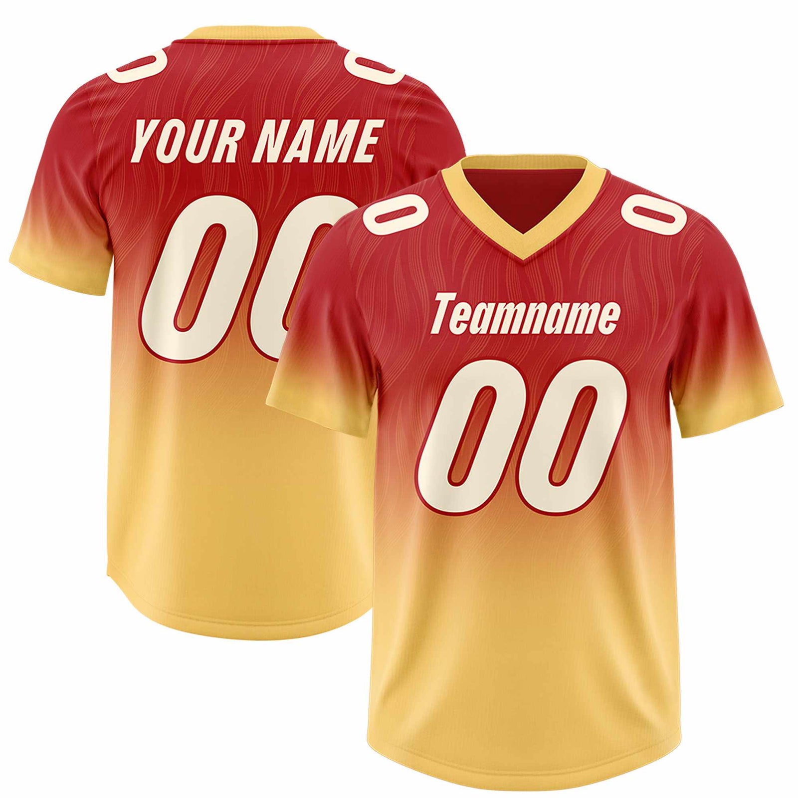 Custom Red Khaki Gradient Fashion Outdoor Authentic Football Jersey