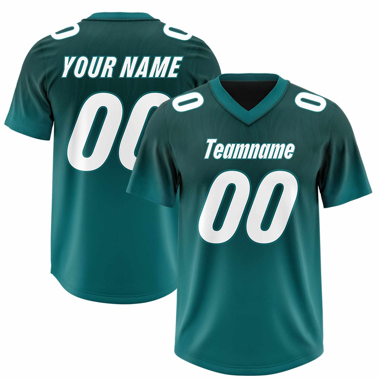 Custom Midnight Green Aqua Gradient Fashion Outdoor Authentic Football Jersey