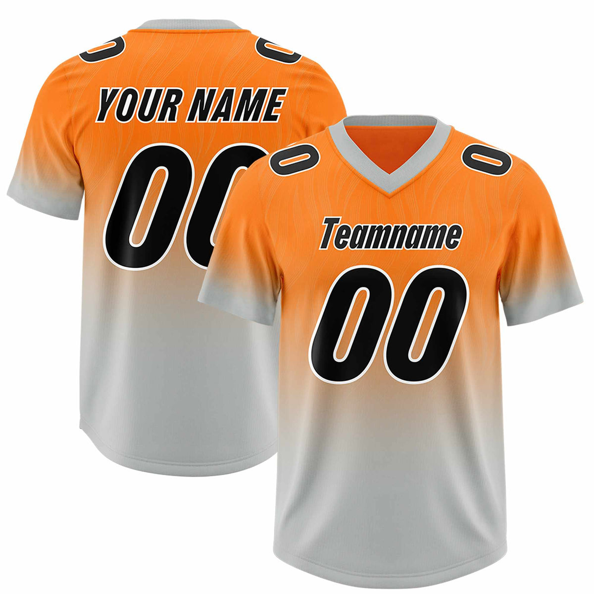 Custom Orange Gray Gradient Fashion Outdoor Authentic Football Jersey