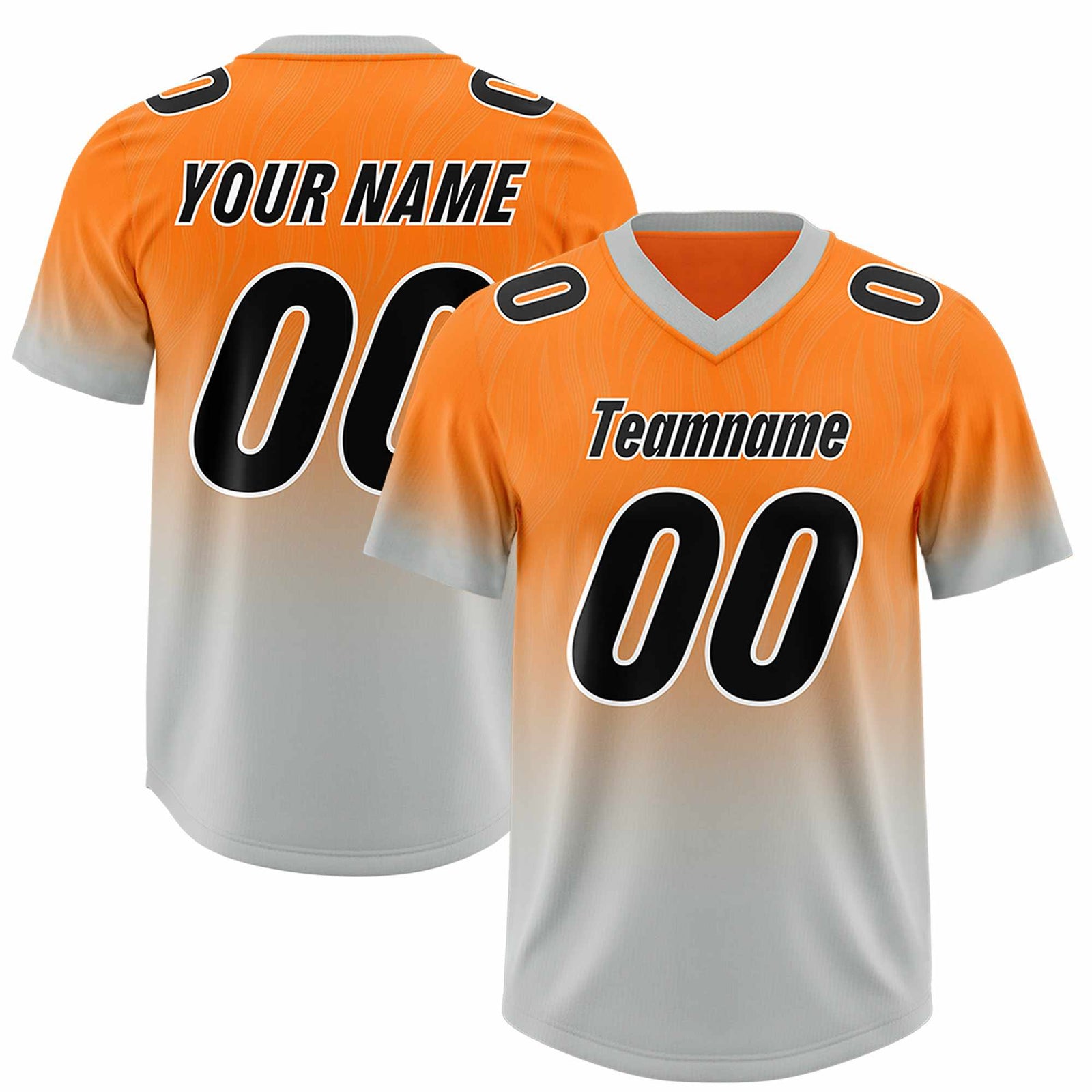 Custom Orange Gray Gradient Fashion Outdoor Authentic Football Jersey