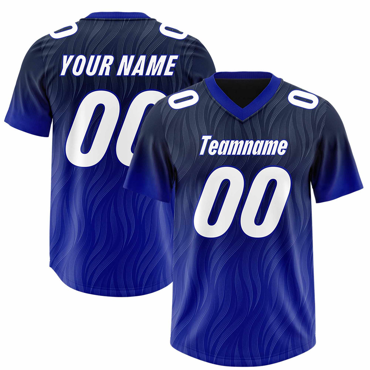 Custom Navy Royal Gradient Fashion Outdoor Authentic Football Jersey