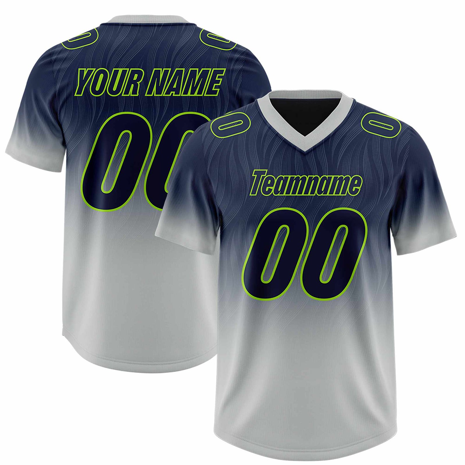 Custom Navy Gray Gradient Fashion Outdoor Authentic Football Jersey