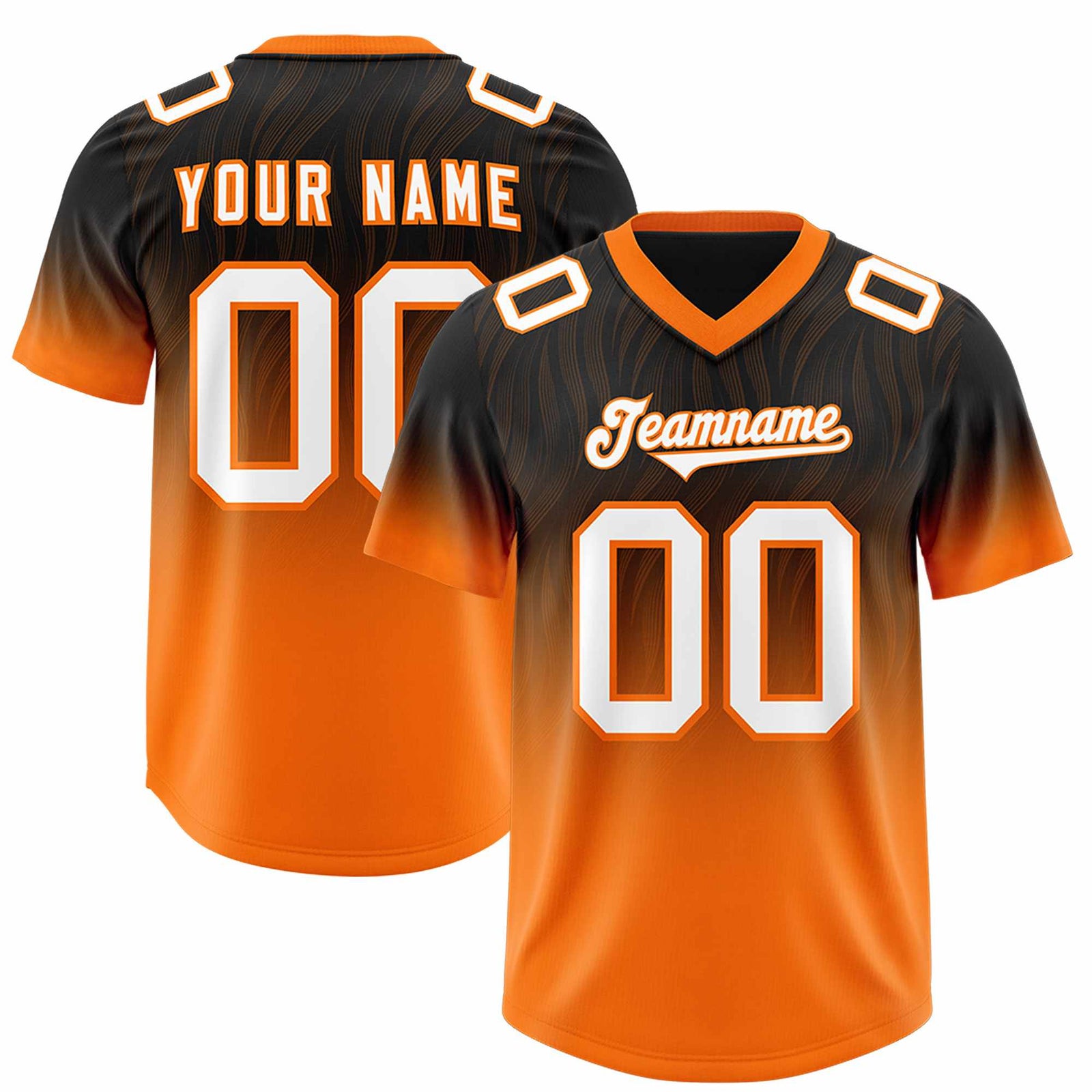 Custom Black Orange Gradient Fashion Outdoor Authentic Football Jersey
