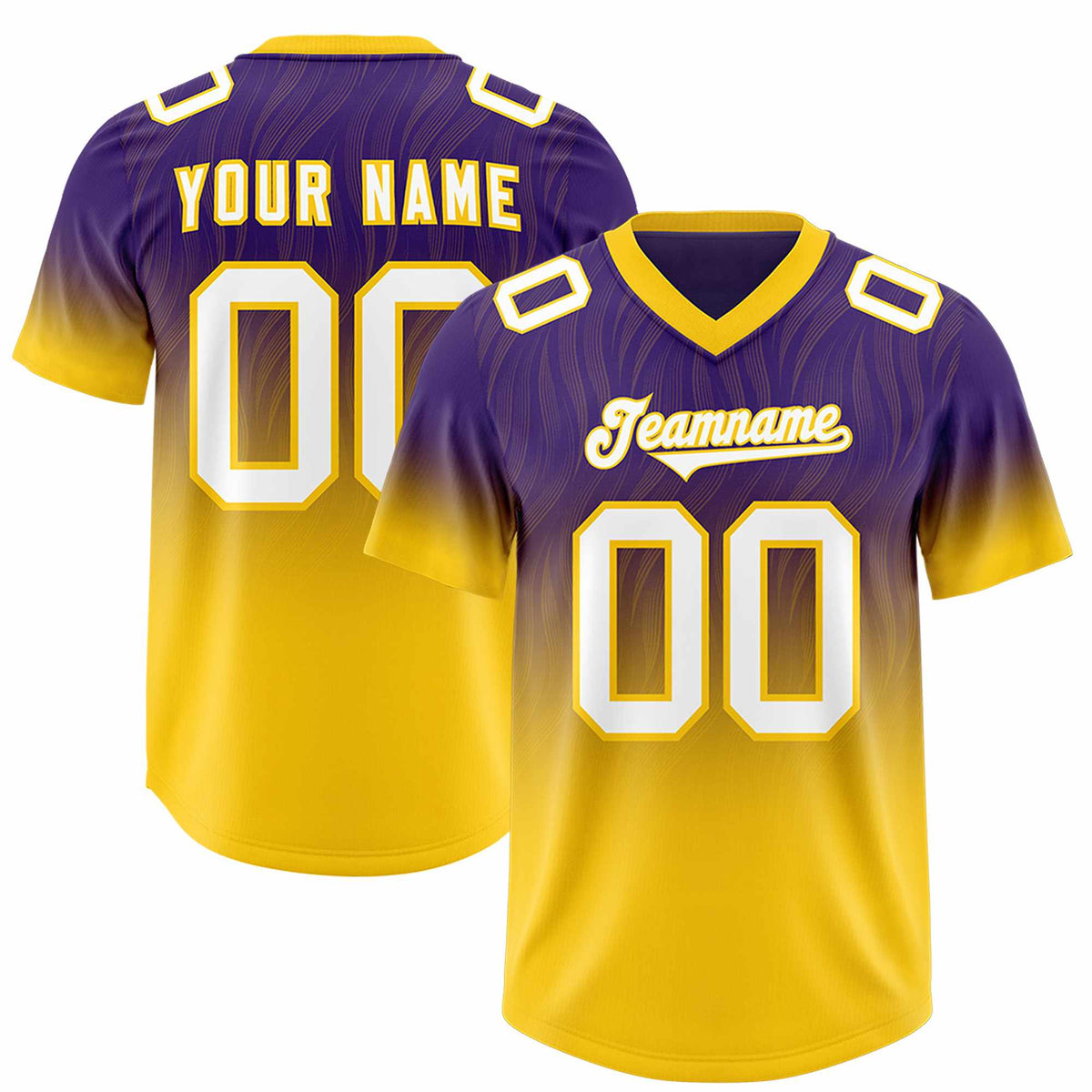 Custom Purple Gold Gradient Fashion Outdoor Authentic Football Jersey